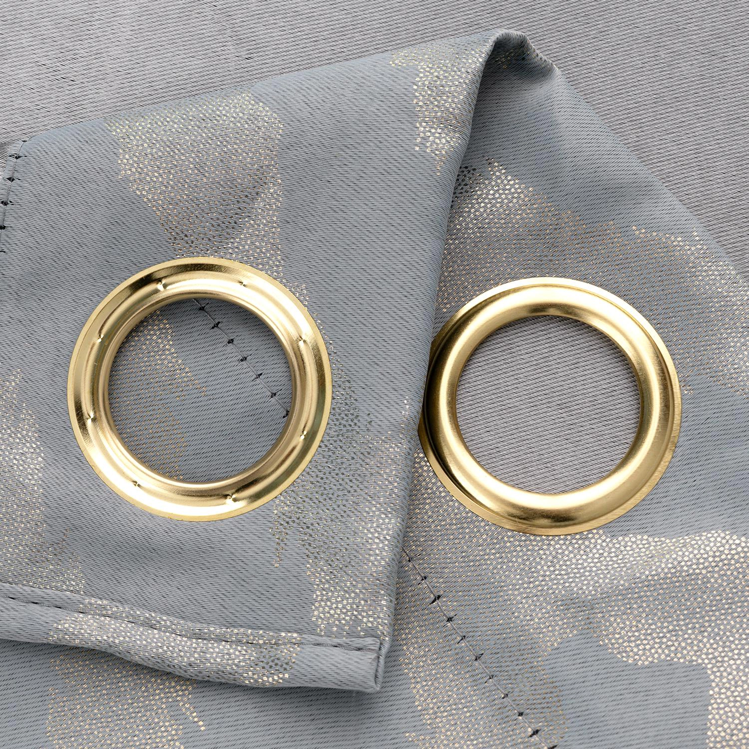 RT Designer Collection Heathrow Halo Foil Blackout Luxurious Decorative Grommet Curtain Panel 54" x 90" Silver