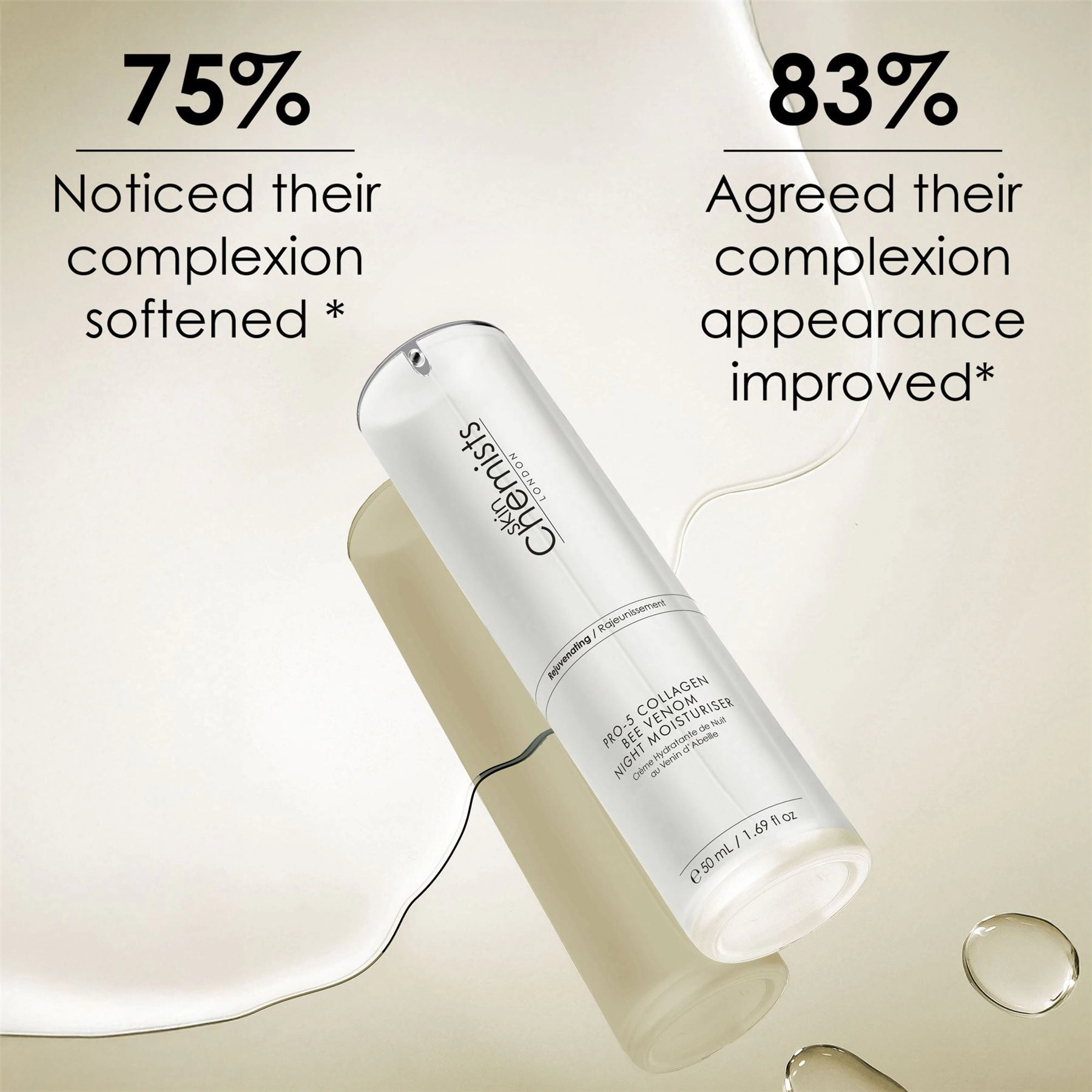skinChemists Pro-5 Collagen Bee Venom Night Moisturiser 50ml - Firming Anti-Aging Night Cream