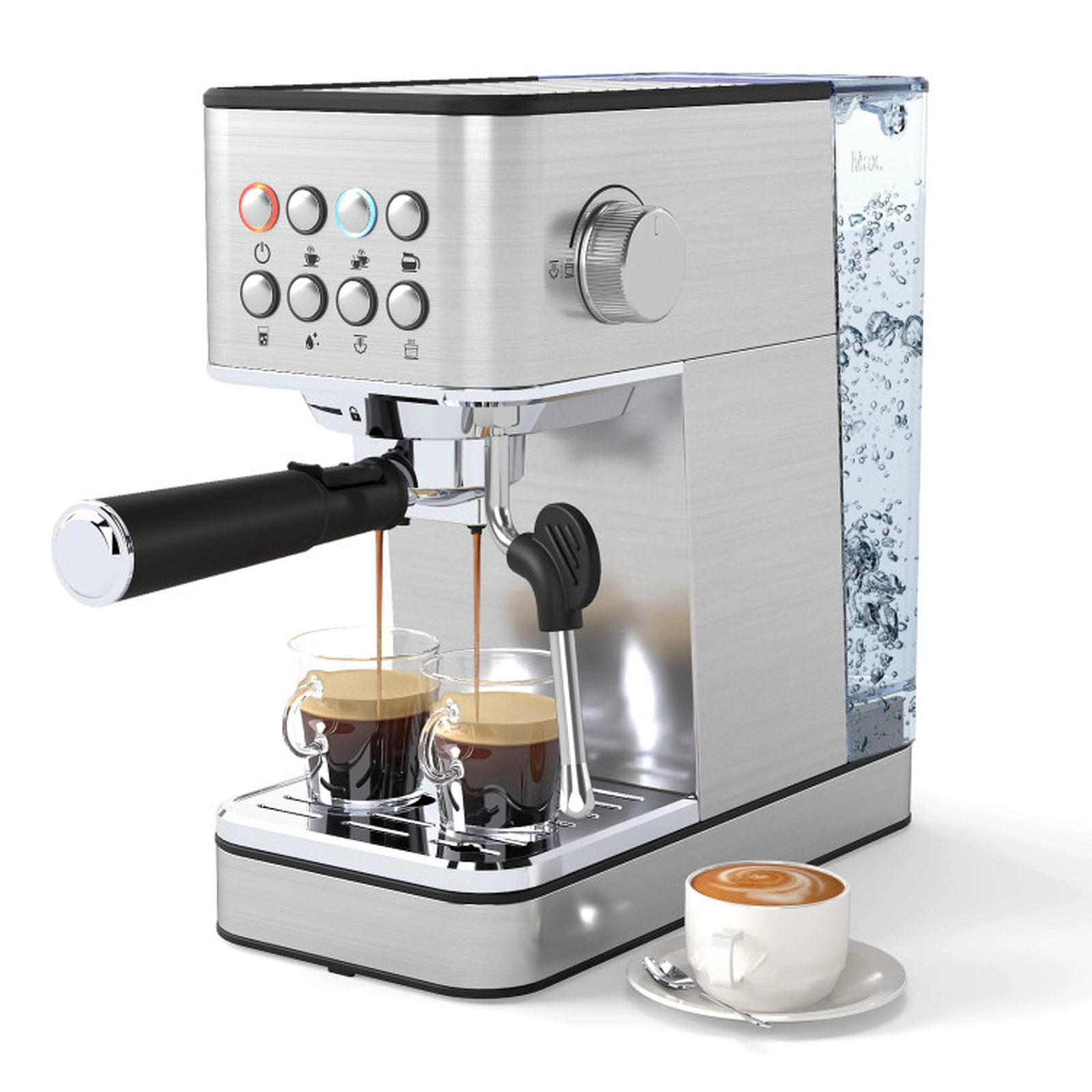 SUGIFT Silver 20-Bar Compact Espresso Machine with Milk Frother and 57-oz Water Tank 11.5-in W 6-in D 12-in H