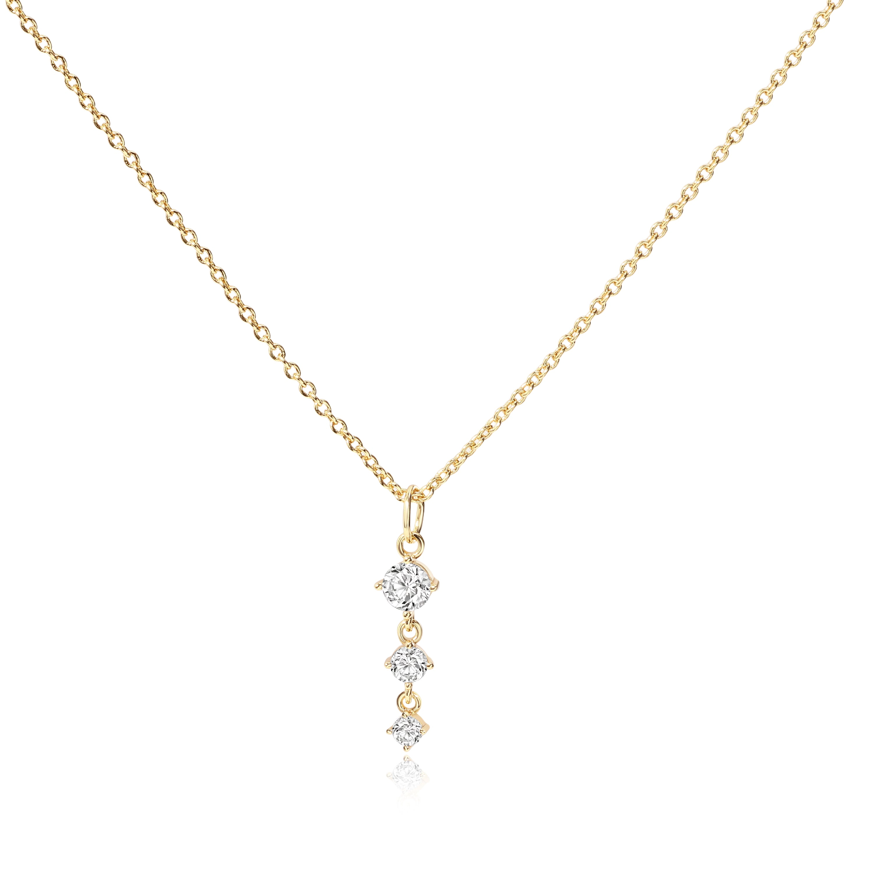Mint & Lily Women's Three Stone Drop Pendant Necklace