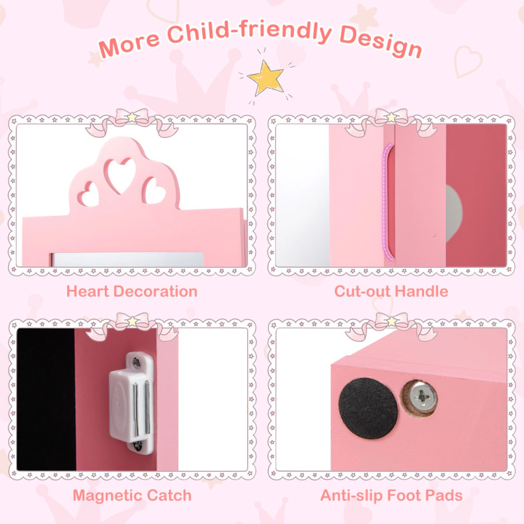 Hivvago 3-In-1 Freestanding Kids Jewelry Cabinet Armoire With Full Length Mirror