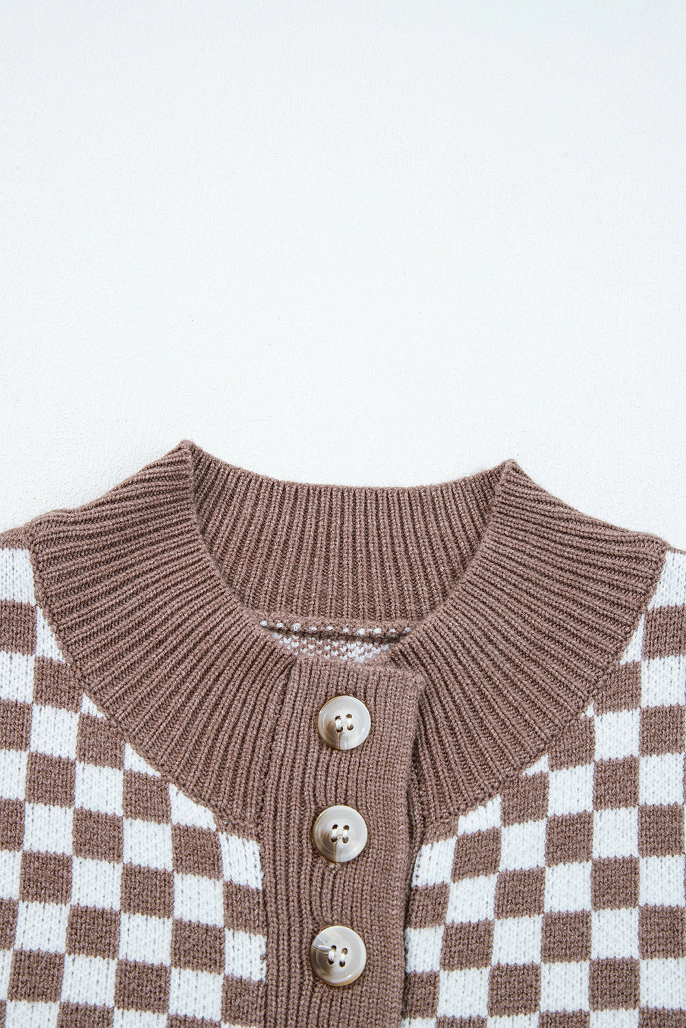 Threaded Pear Women's Mckinley Trim Checkerboard Knit Sweater