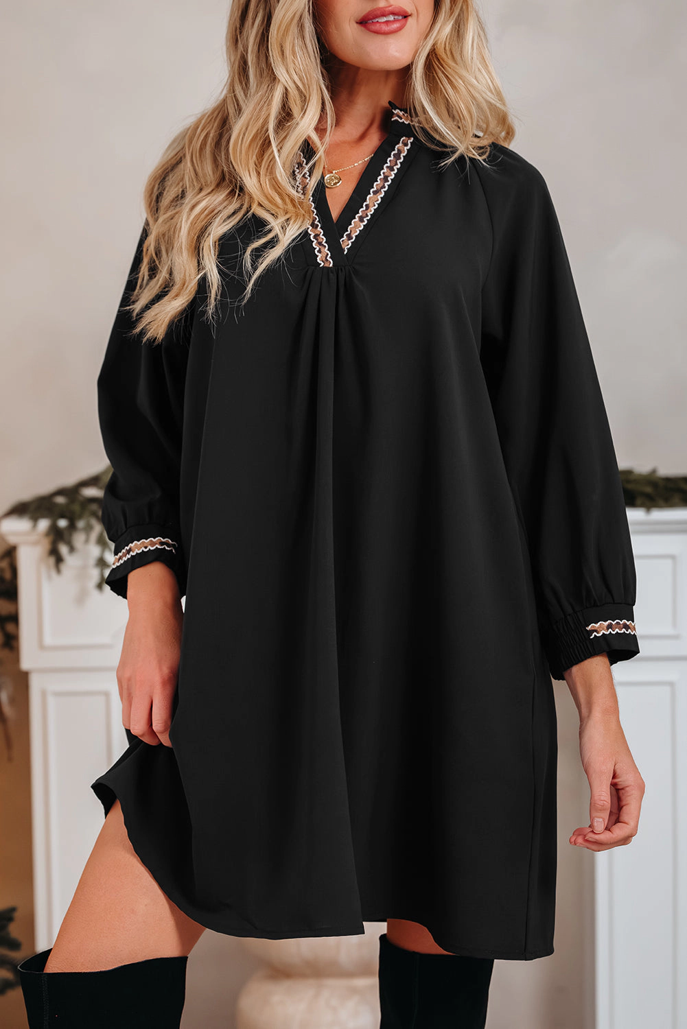 Threaded Pear Women's Quincy Sleeve Shift Mini Dress