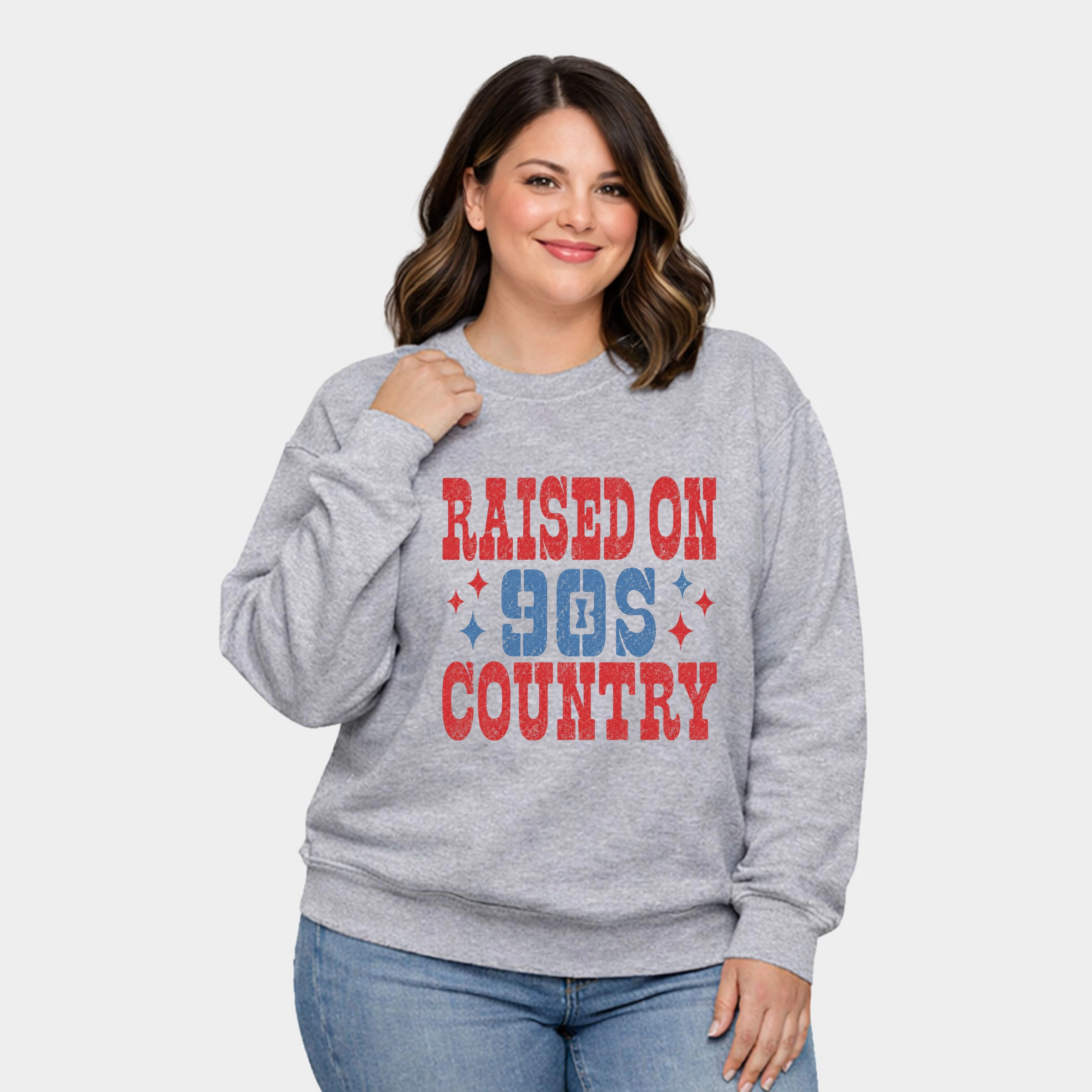 Simply Sage Market - Raised On 90s Country Stars  Women's Plus Sized Graphic Sweatshirt