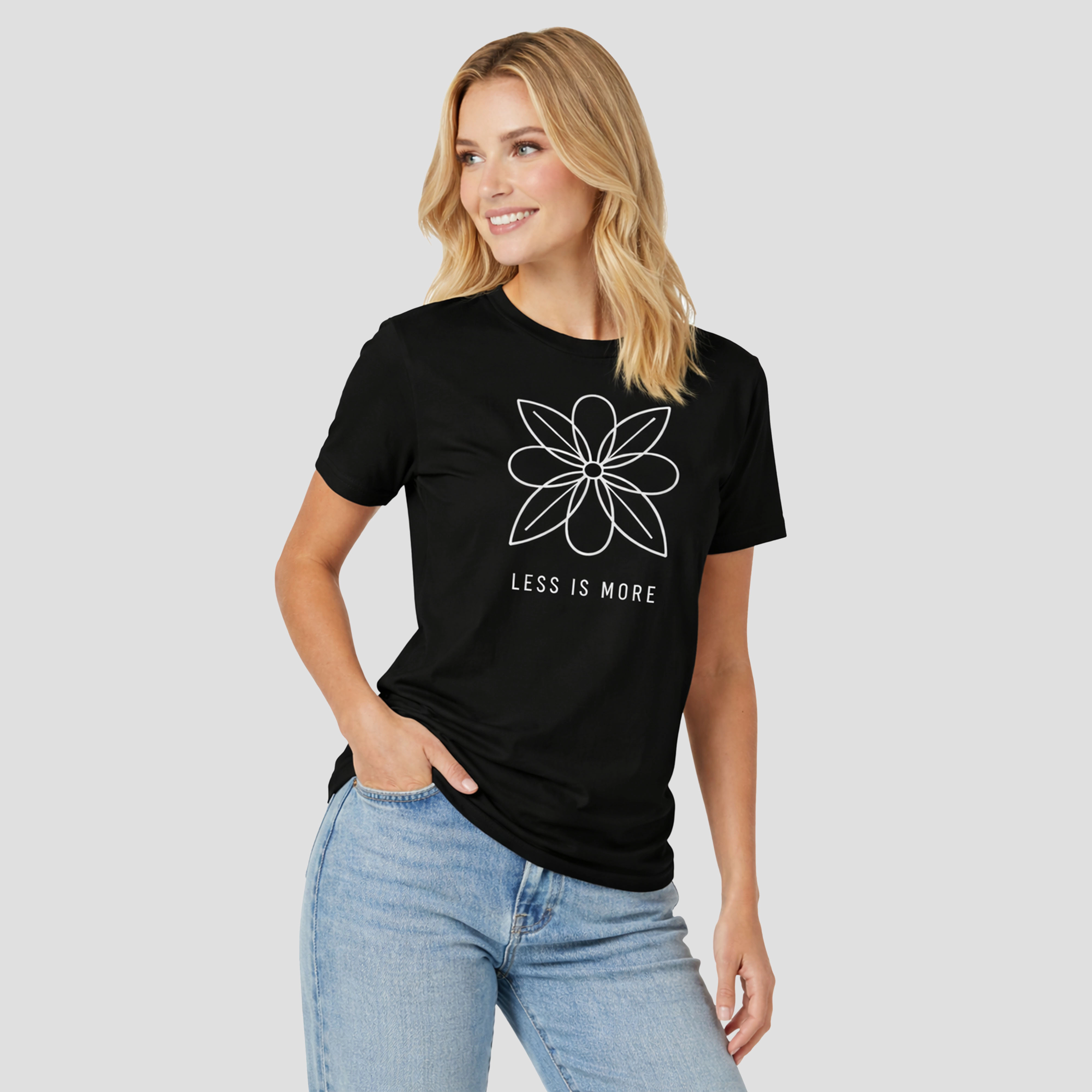 Artyska Women's Less Is More Graphic Crewneck Short Sleeve Casual T-Shirt
