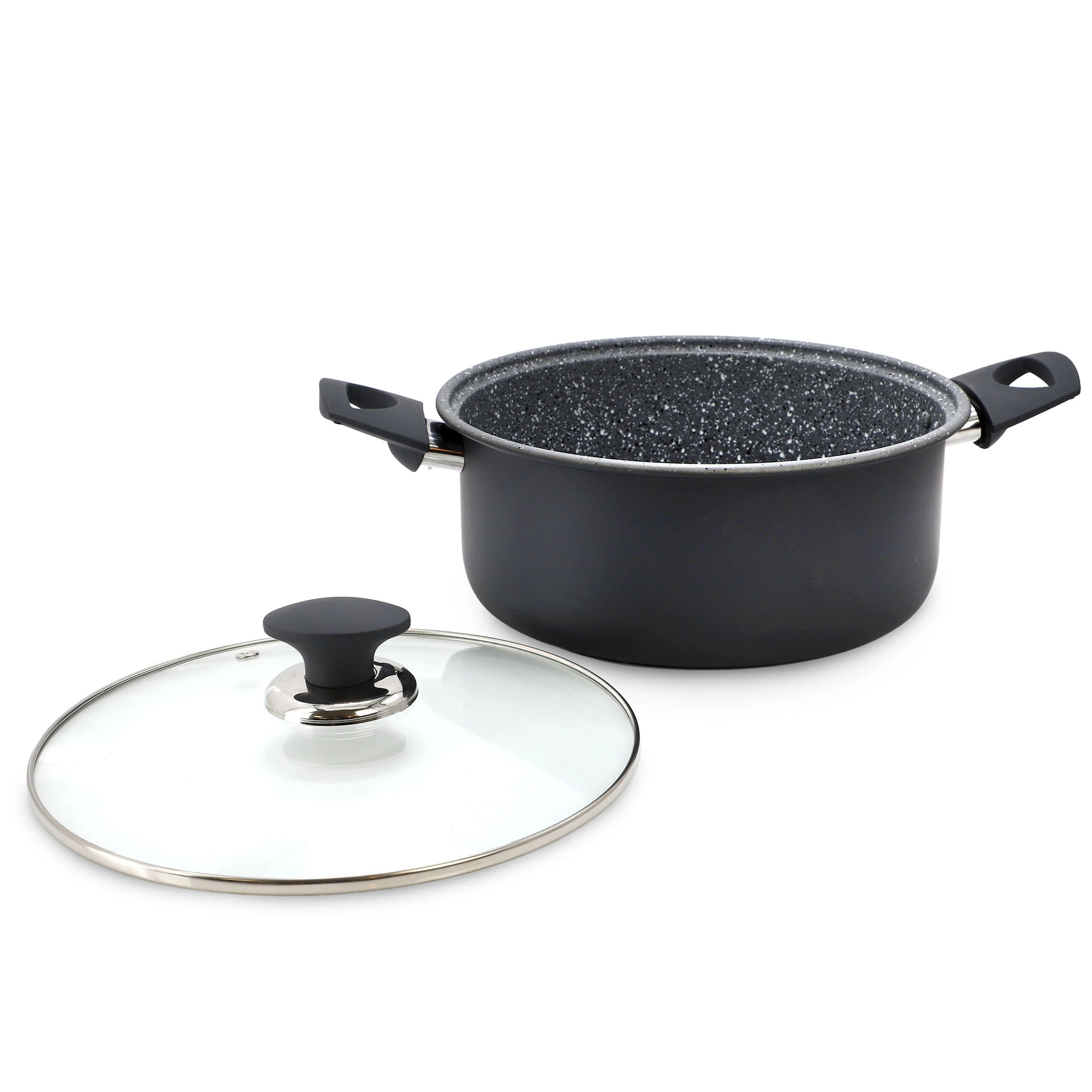 Gibson Home Clipperton 4.4 Liter Speckled Grey Nonstick Steel Dutch Oven with Lid