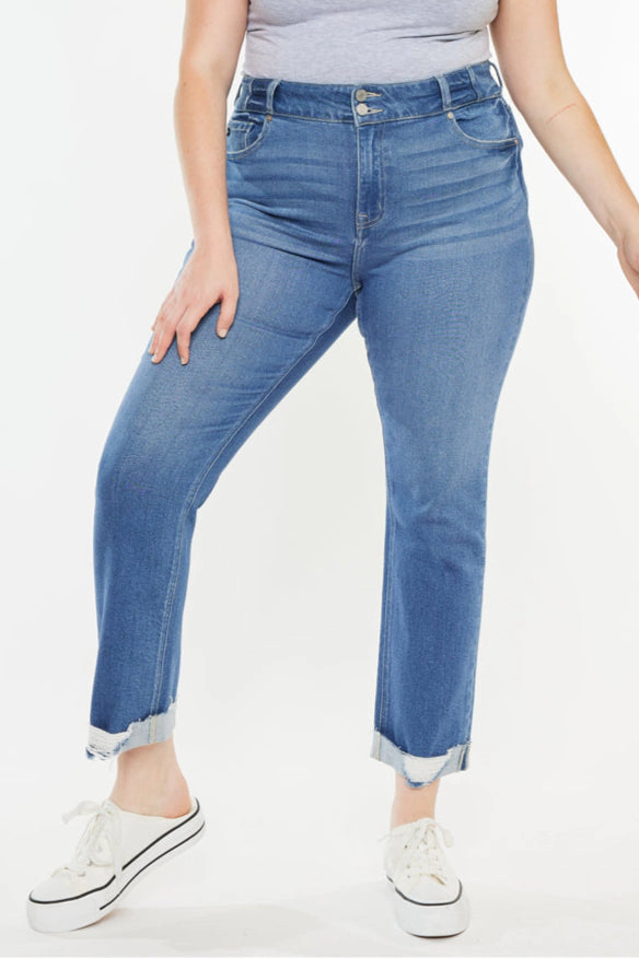 KanCan Women's Plus Essentials High Rise Slim Straight Leg Jeans Esme