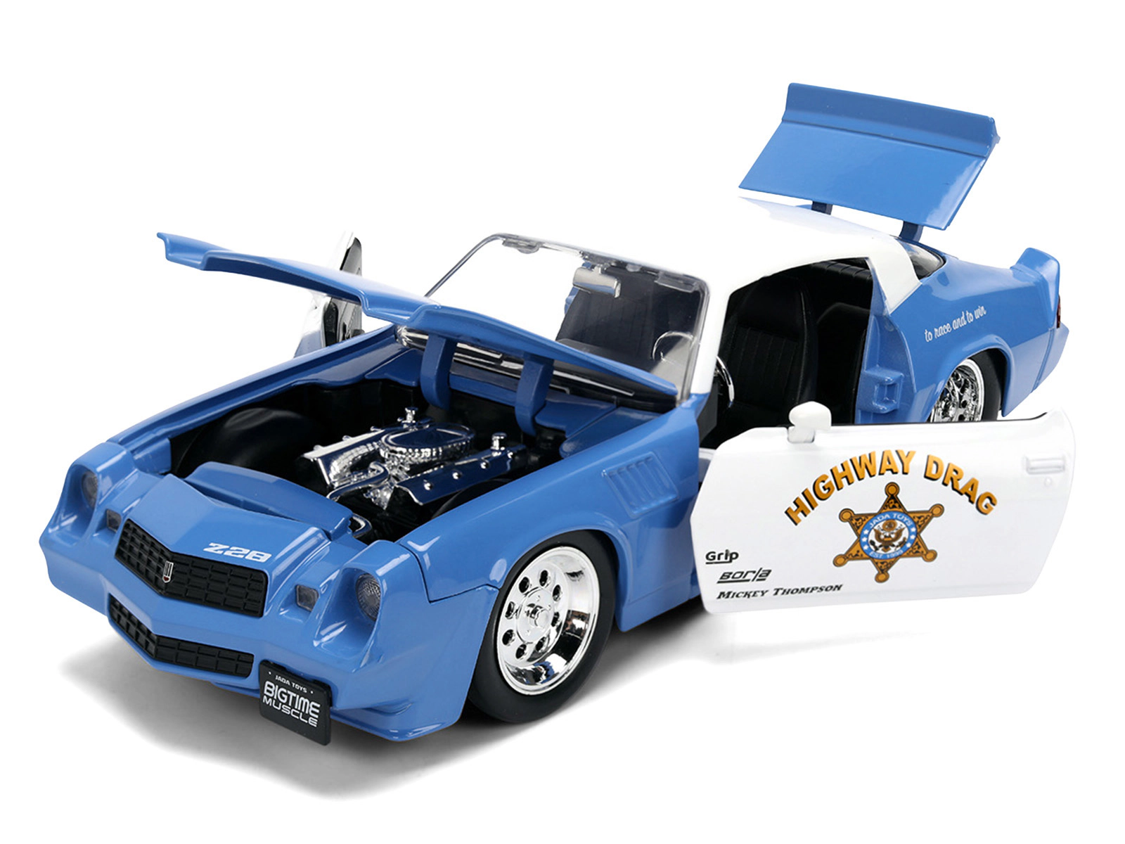 Jada 1979 Chevrolet Camaro Z28 Police "Highway Drag" Blue and White "Bigtime Muscle" Series 1/24 Diecast Model