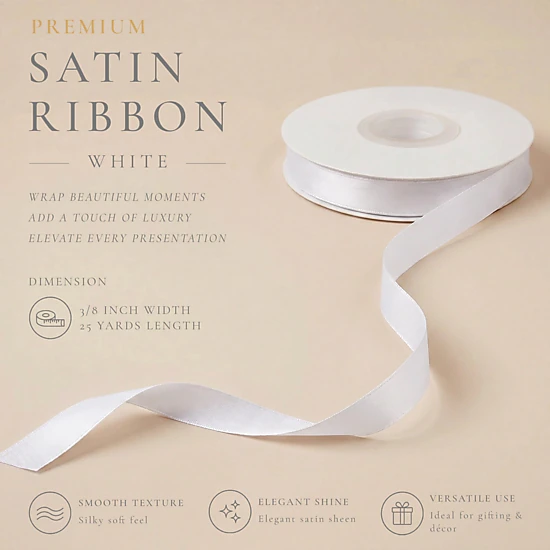 Wrapables Satin Ribbon 3/8 Inch x 75 Yards (Set of 3), For Gift ...