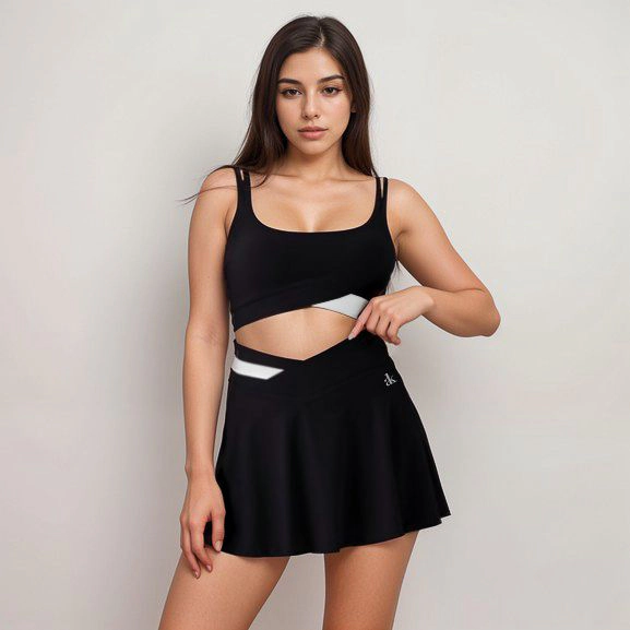 Anna-Kaci Women's Athletic Skort with Contrast Waistband and Flowing A-Line Design
