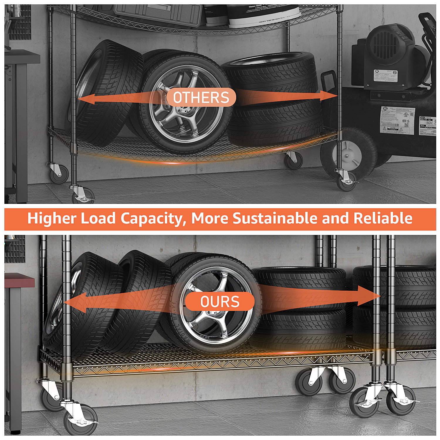 Flynama 5 Tier Black Industrial Metal Shelving Units  23.6 inch D x 53.2 inch W x 73.6 inch H 3300 lbs Capacity