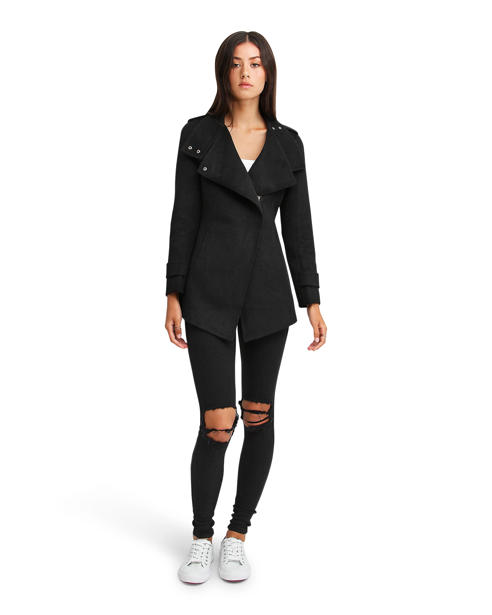 Belle & Bloom Womens Bad Girl Wool Blend Moto Coat
