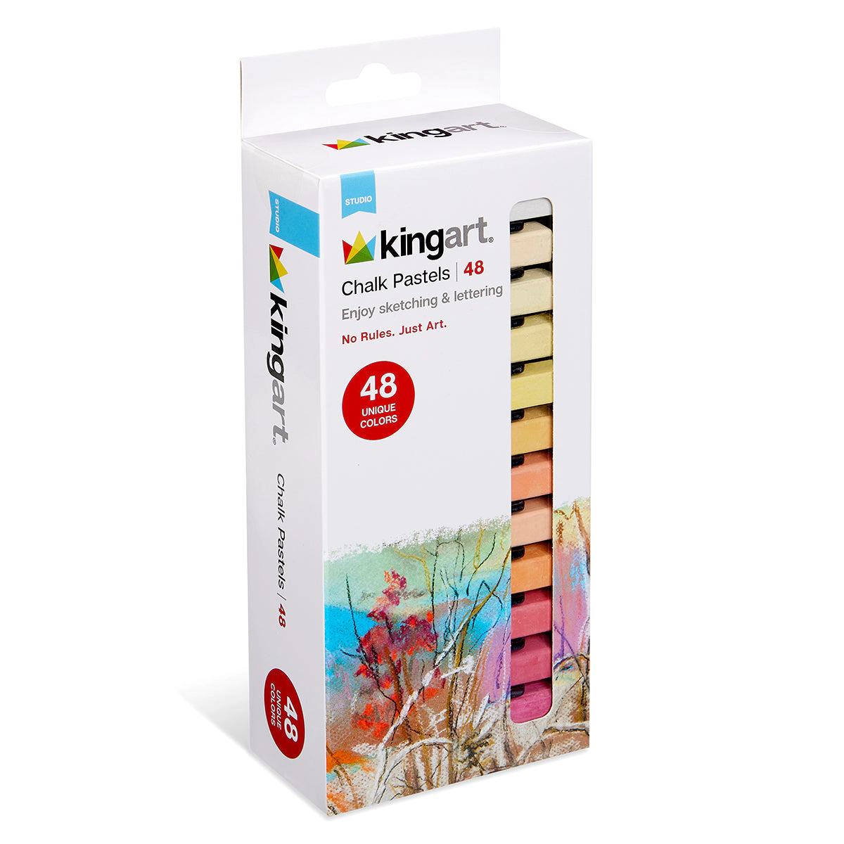 KINGART Square Chalk Pastels - 48 Vibrant Colors