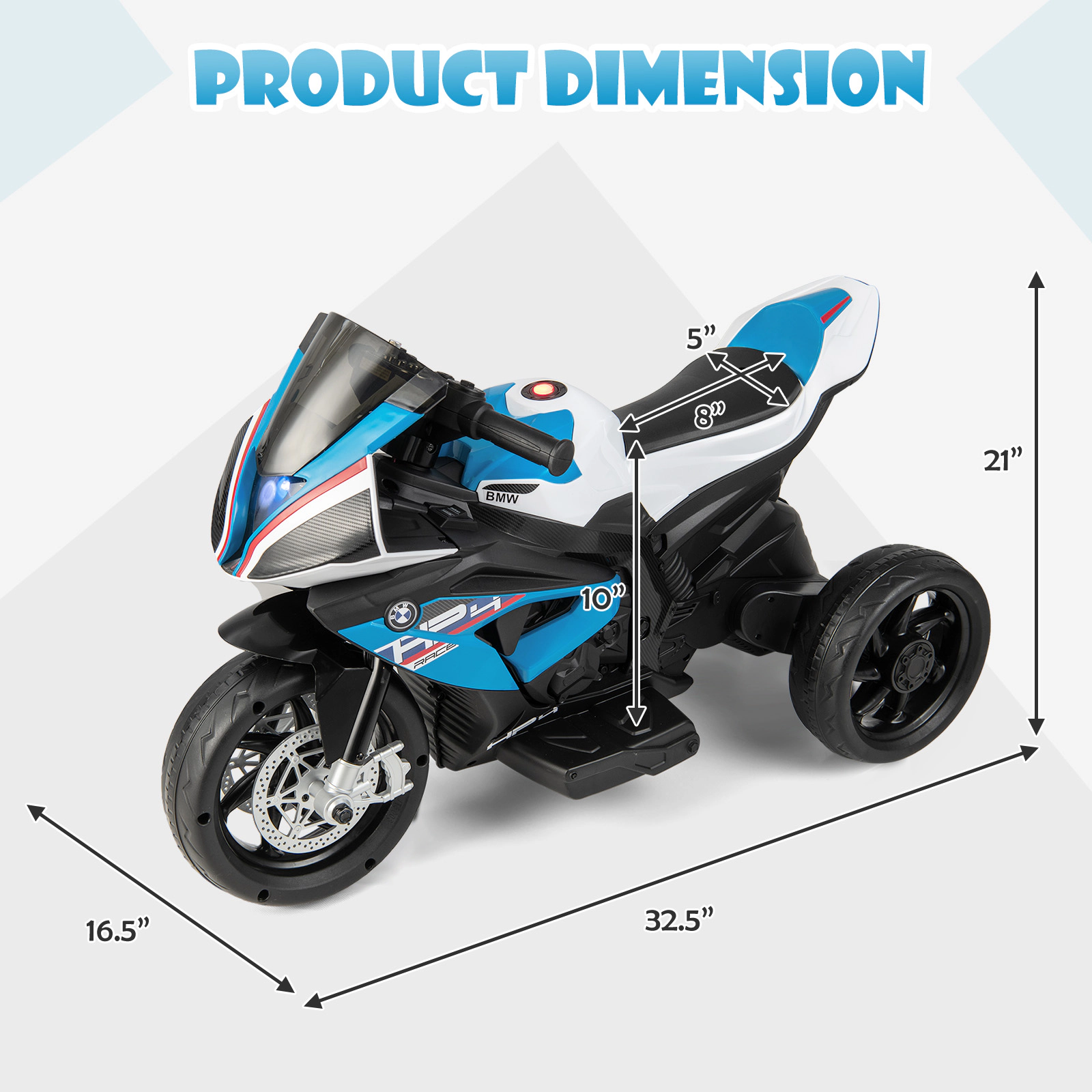Glintex 12V Kids Ride-On Motorcycle with High-Low Speed and a USB Port