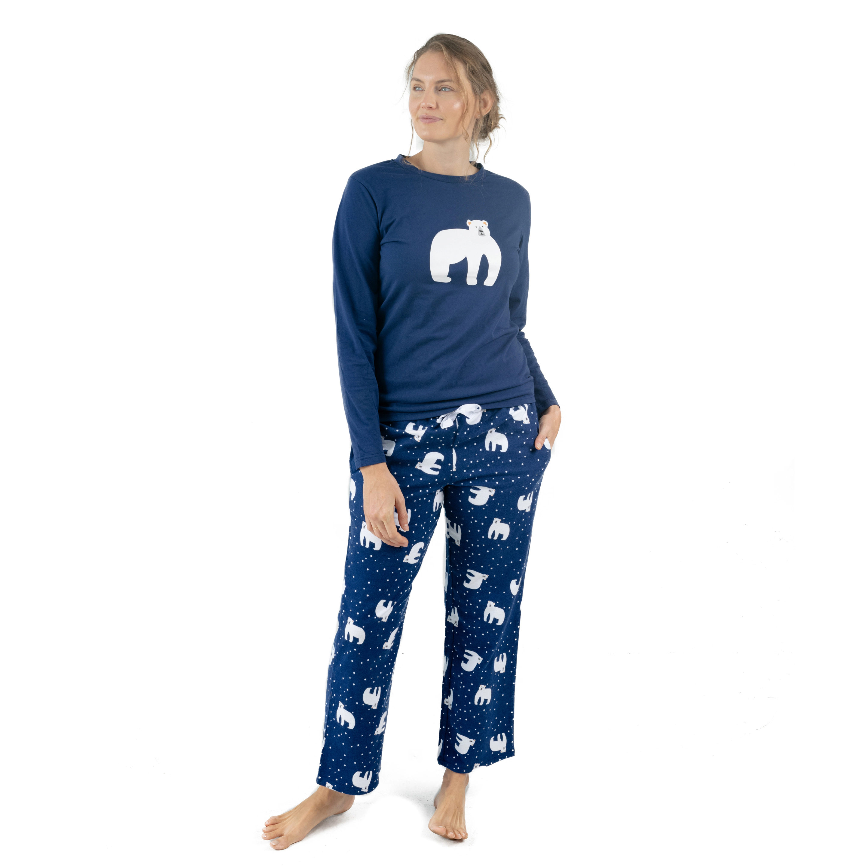 Leveret Women's 2-pc Holiday Cotton Top & Flannel Pants Pajama Set