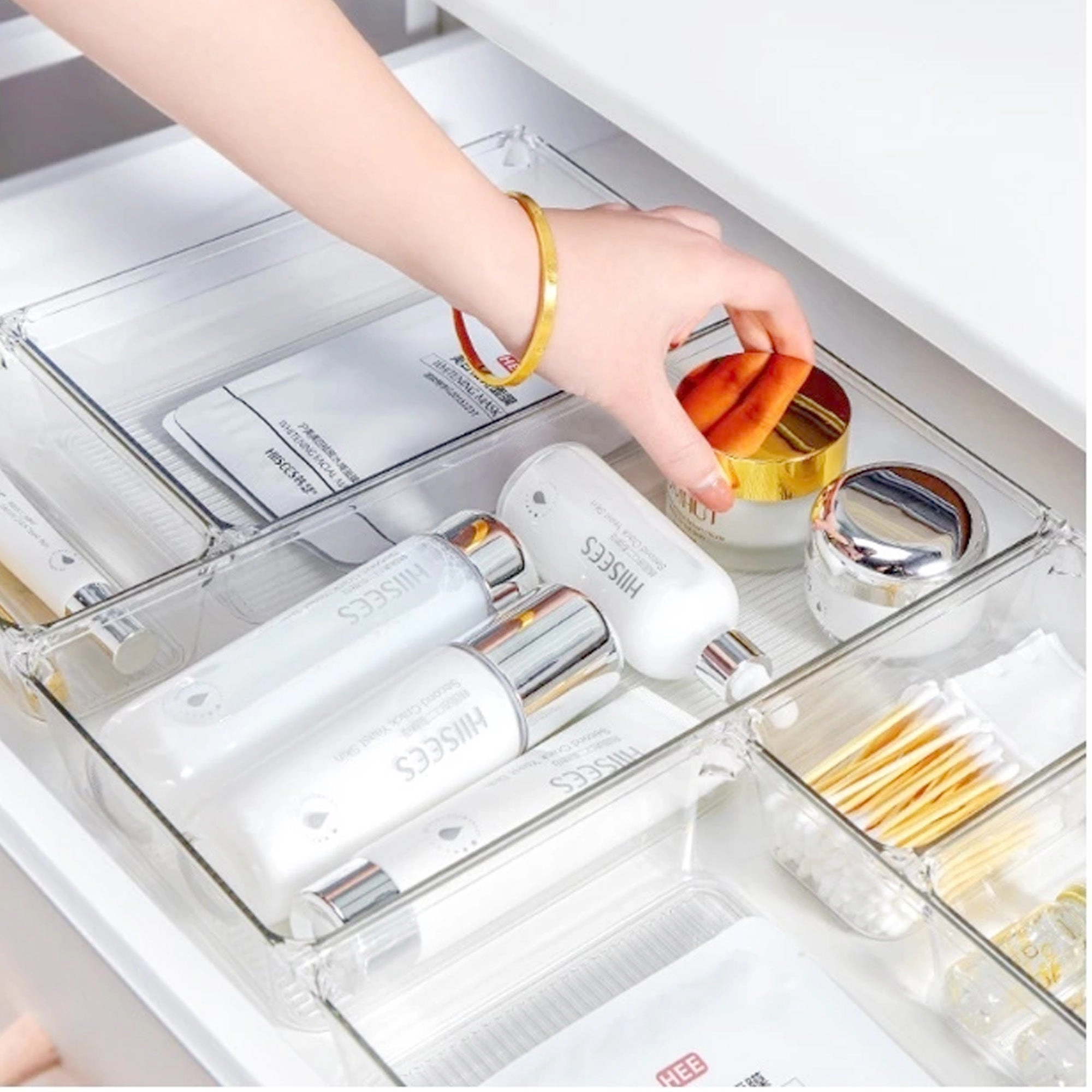 Cheer Collection 25 Piece Clear Plastic Drawer Organizer Set for Makeup, Office