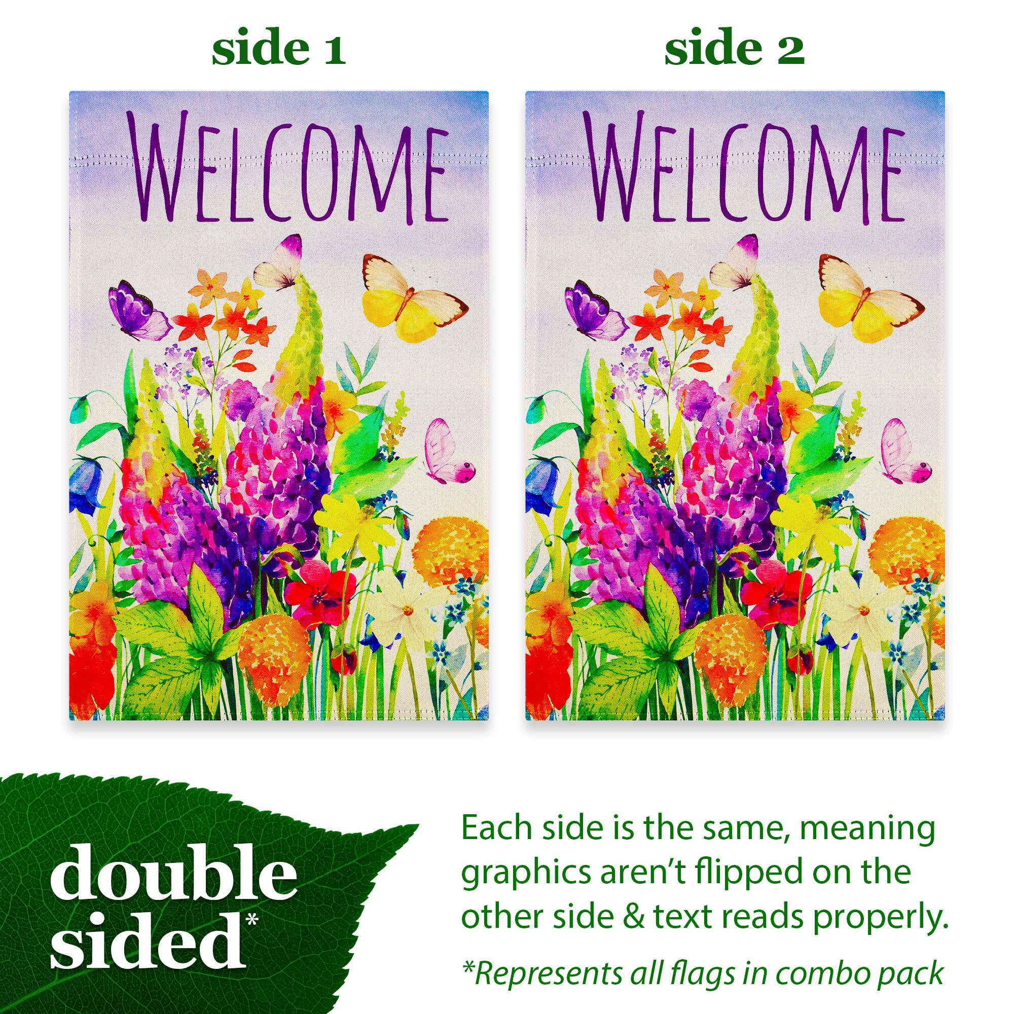 G128 Four Seasons Gnome Garden Flag Set 4-Pack - 12 x 18 Inch Double-Sided Blockout Fabric