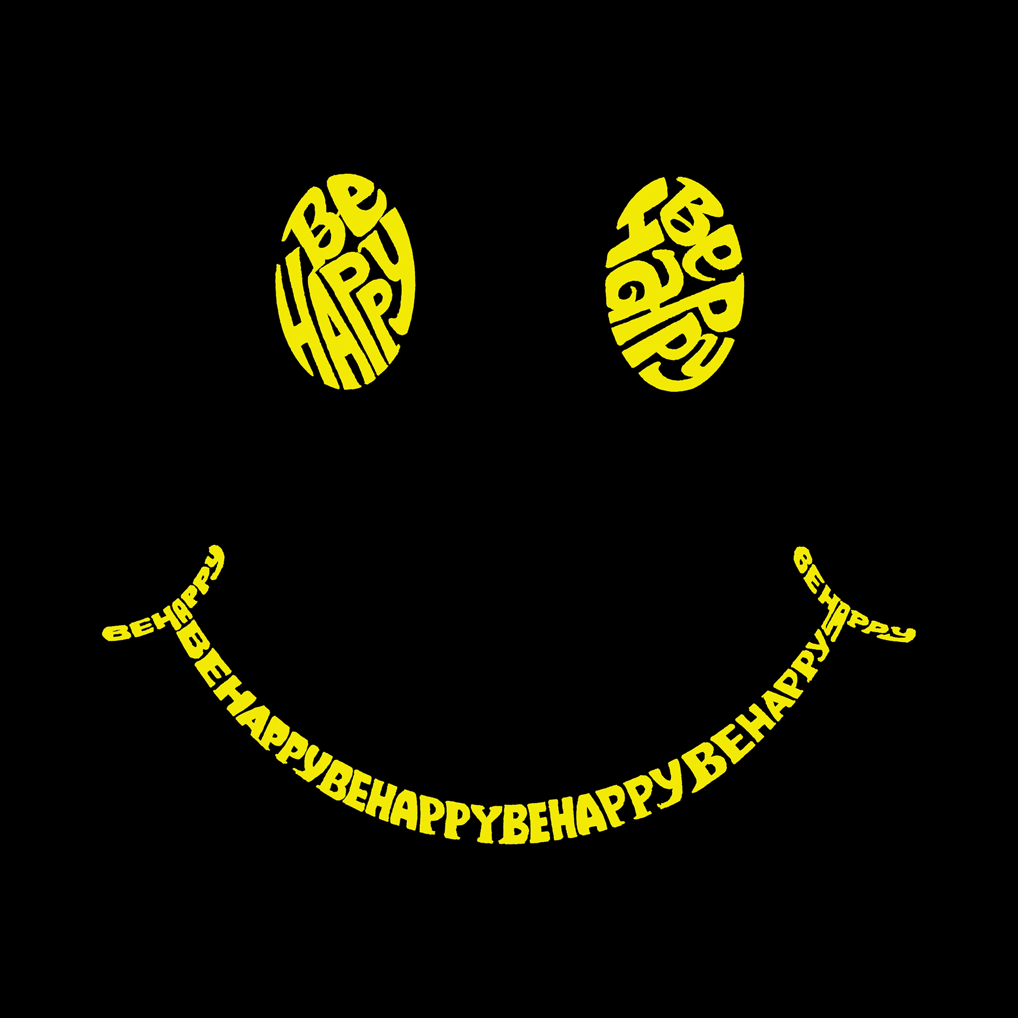 LA Pop Art Be Happy Smiley Face - Women's Word Hooded Sweatshirt