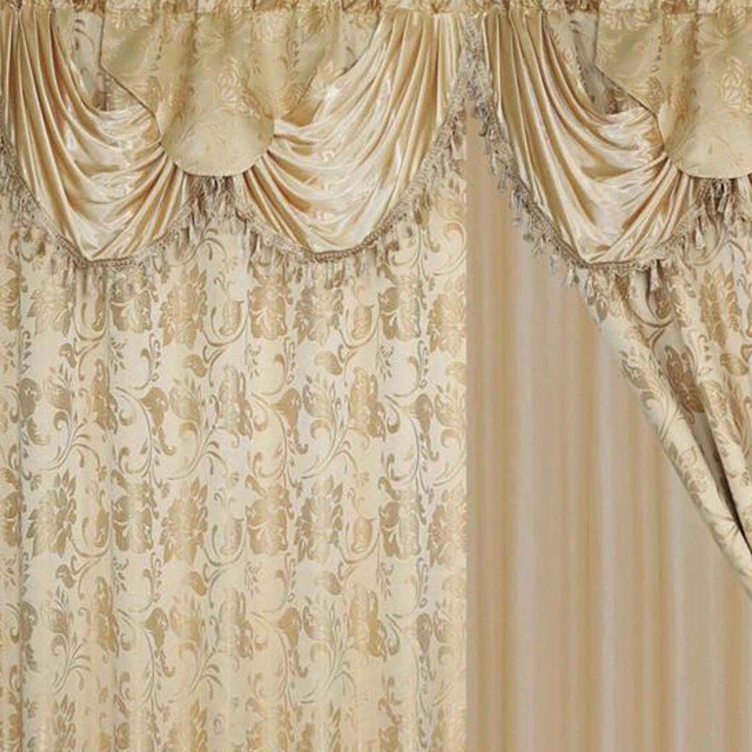 Rt Designers Collection Clayton 2-Piece Double Panel Semi-Transparent Grommet Curtain Pair Panels 54" X 84" Gold