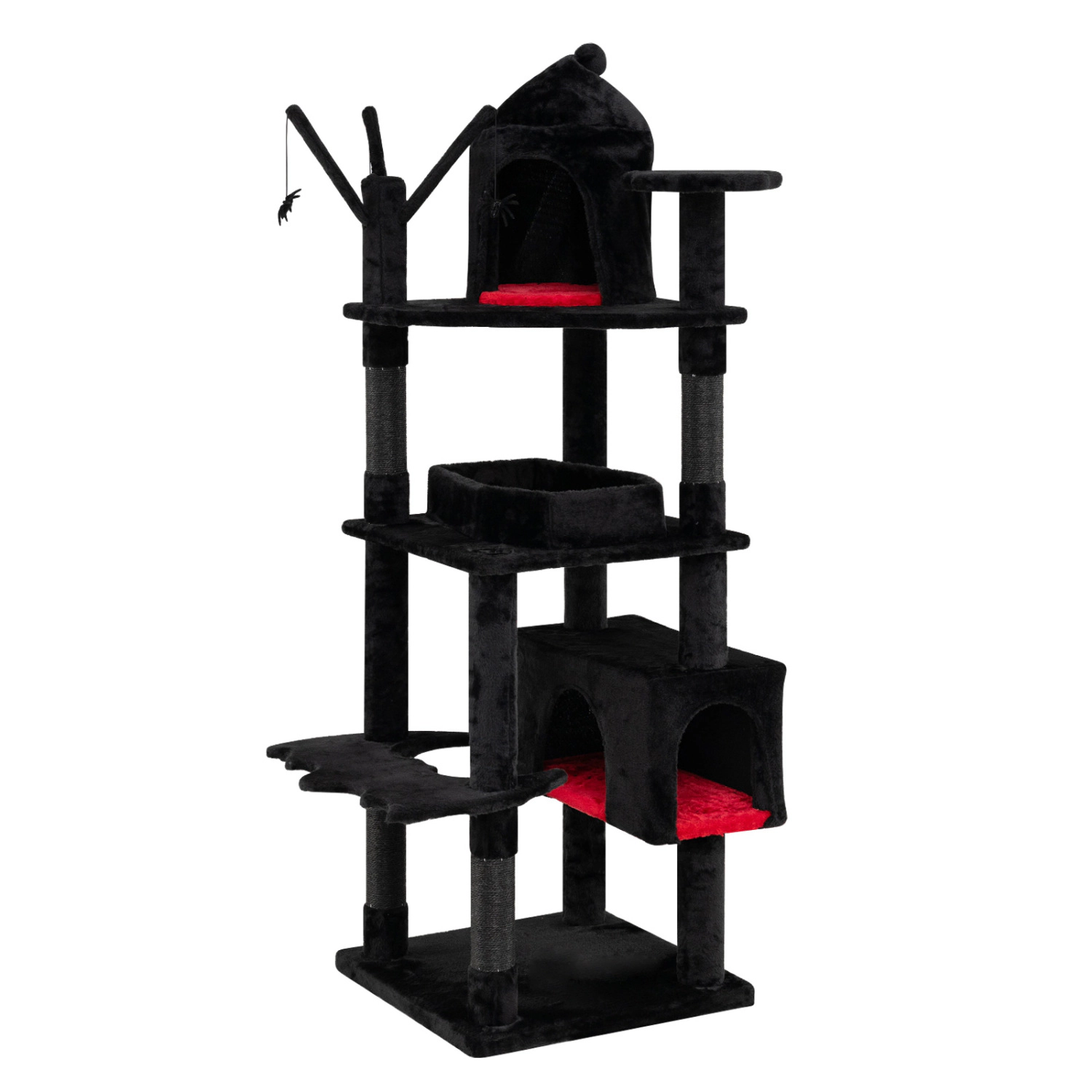 LJG 70 Inch Gothic Cat Tree for Indoor Cats with Castle and House