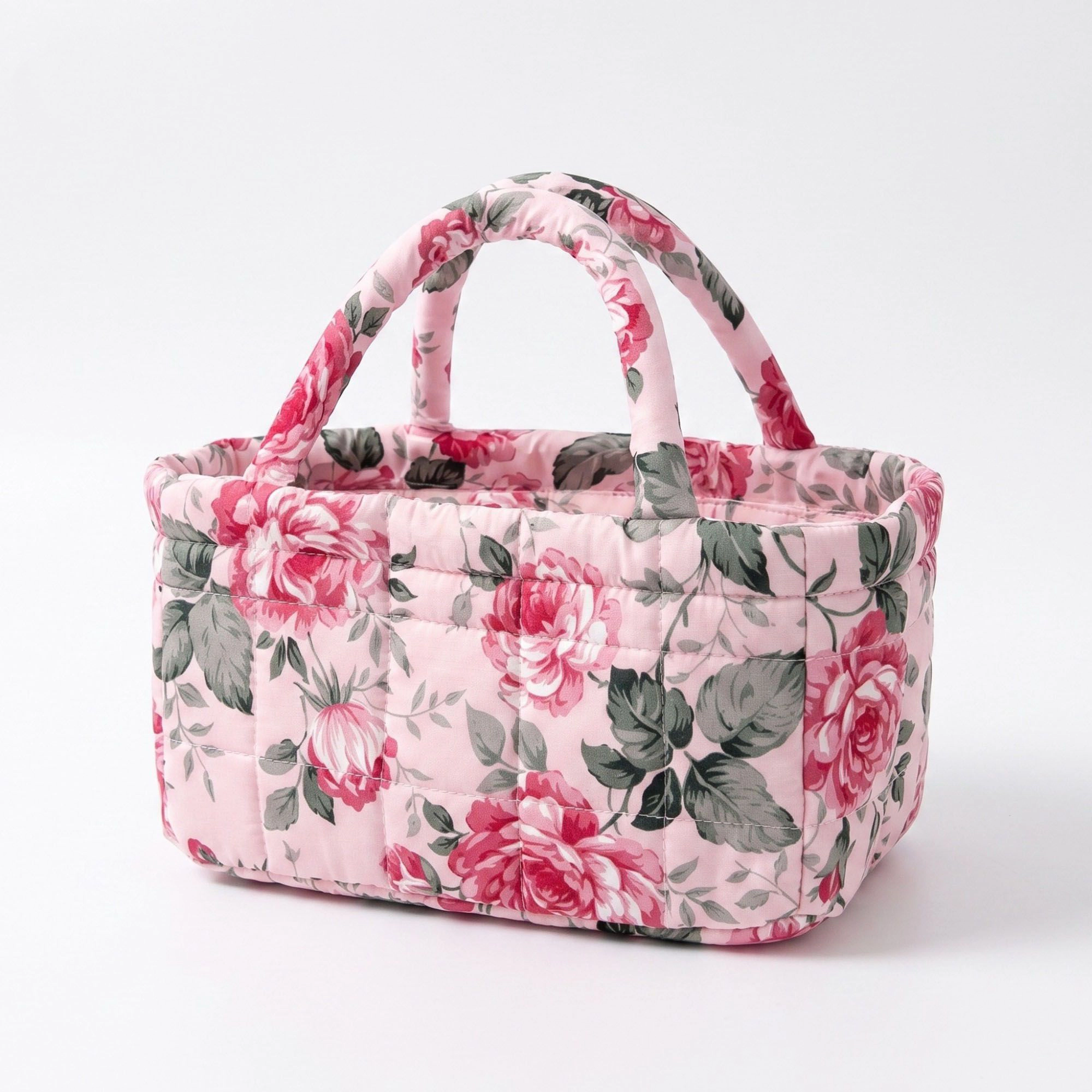 Alilang Unisex Quilted Floral Storage Basket with Handles