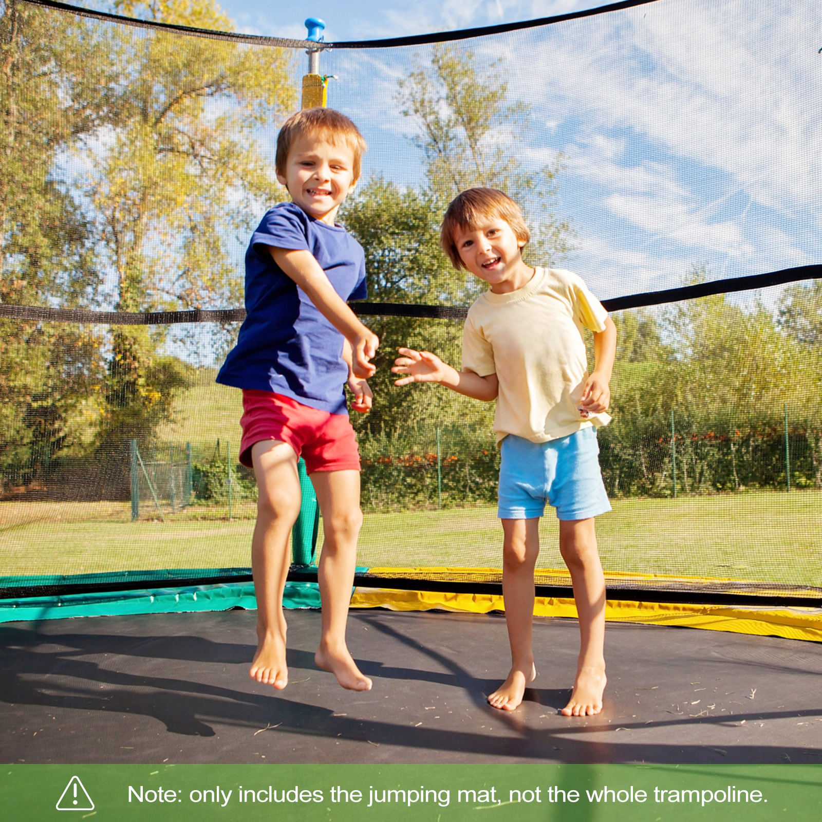 16-ft Trampoline Replacement Mat 171-in Round Jumping Mat 108 V-Hooks for 7-in Springs 8-Row Stitched PP Black