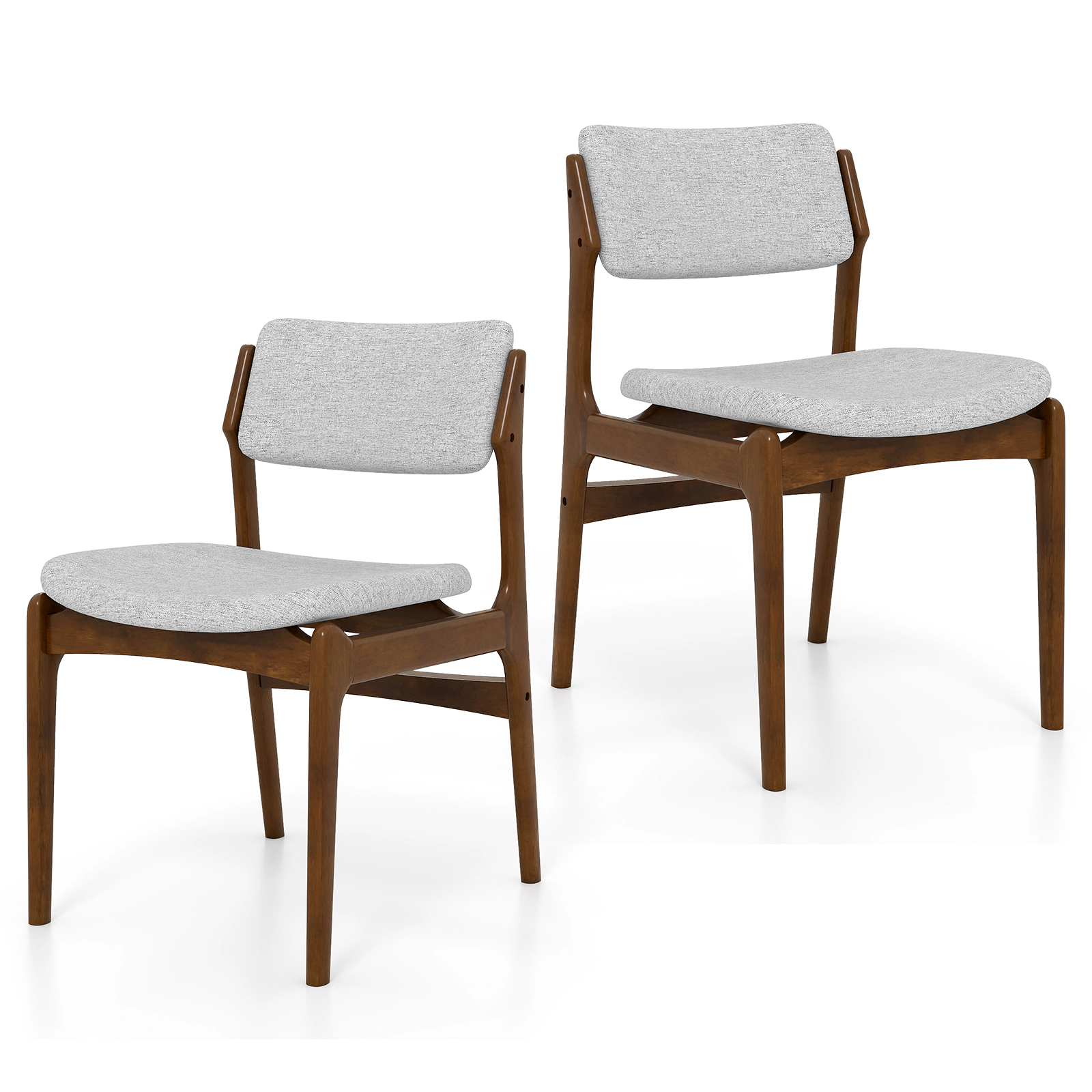 SUGIFT Modern Padded Dining Chairs with Rubber Wood Legs 330-lb Capacity Set of 2 Gray Brown