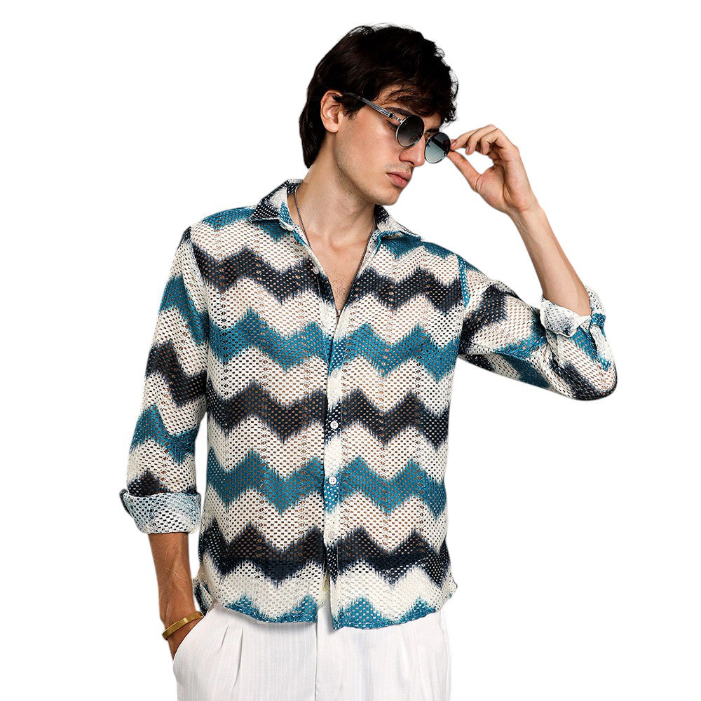 Chevron-Block Knit Shirt