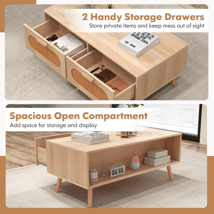Hivvago Elegant Mid-Century Modern Center Table with Built-In Drawers