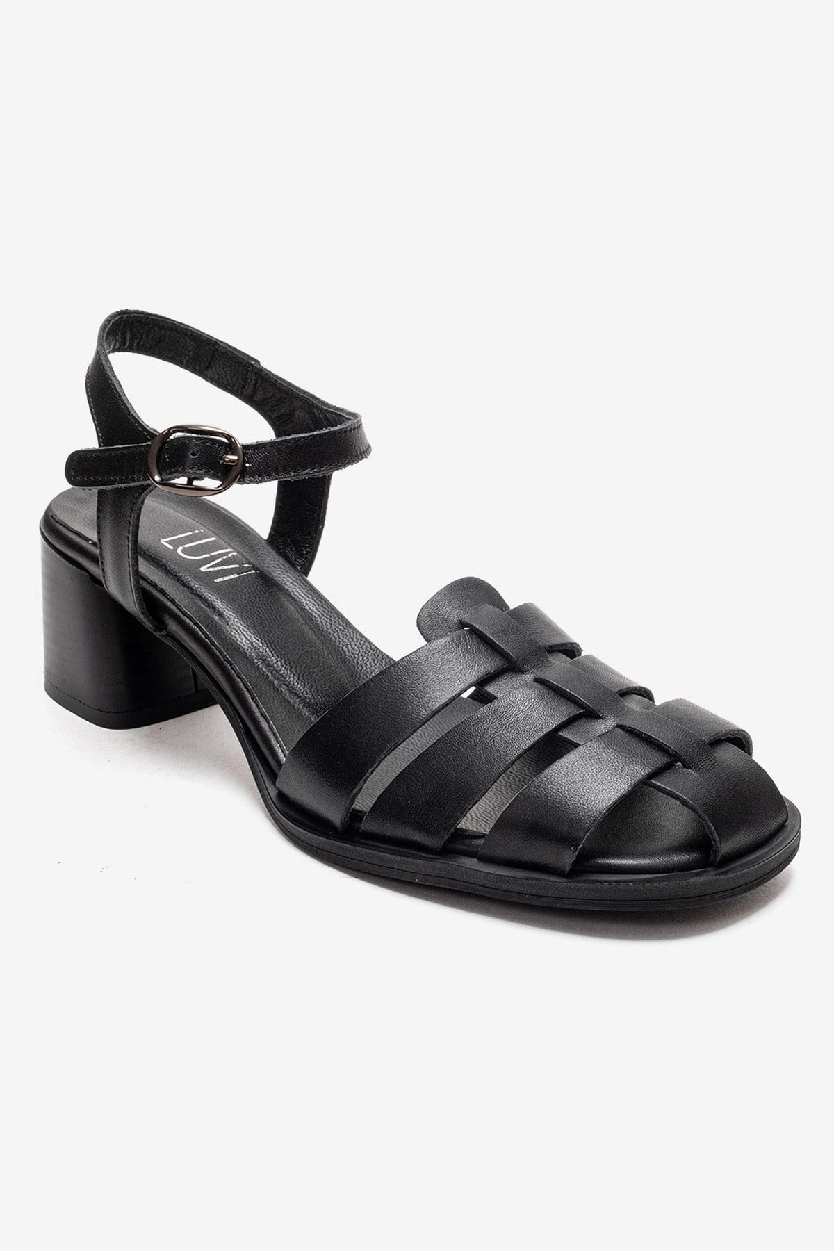 Forever & Always Womens Devora Leather Block Heel Sandal