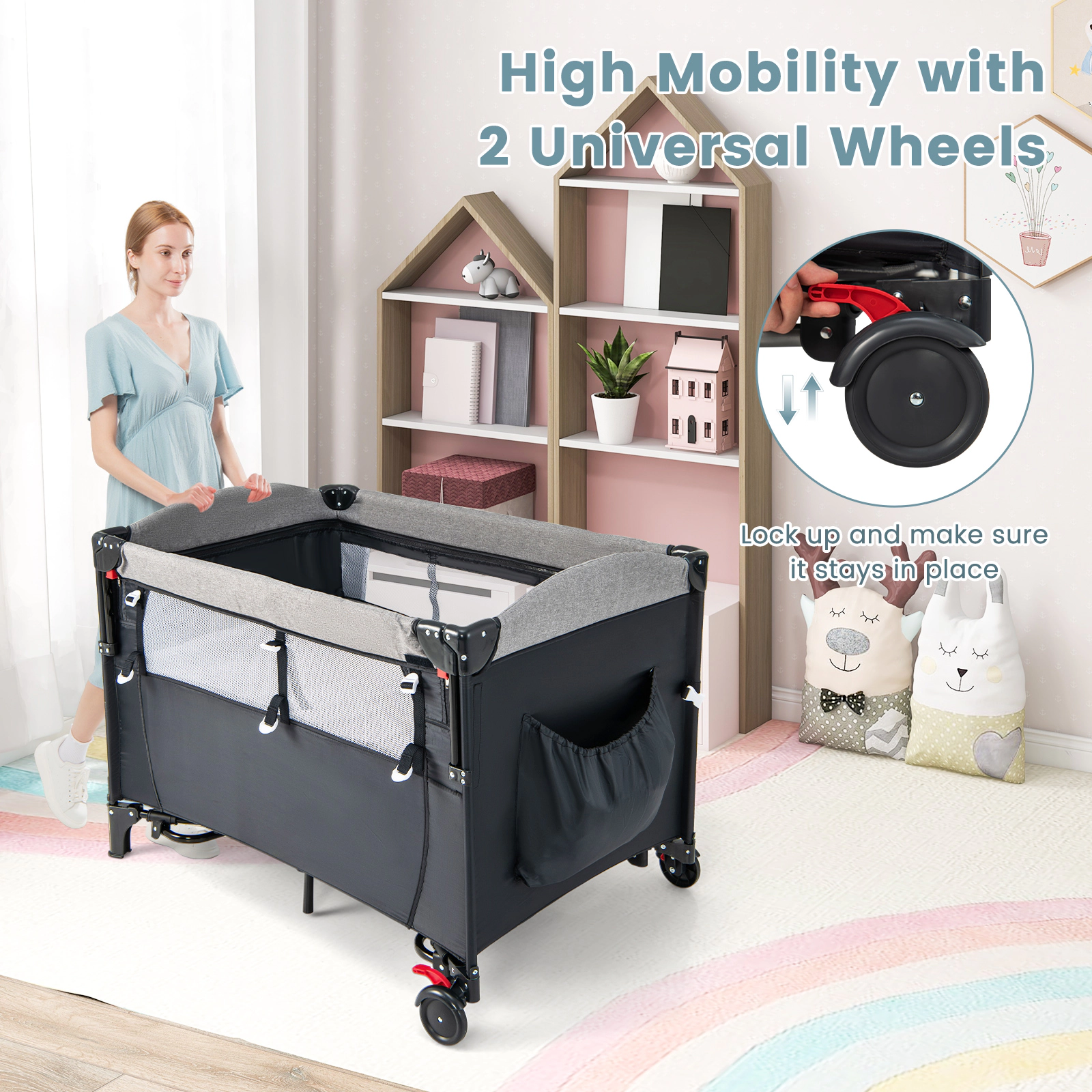 Slickblue 5-in-1 Baby Bassinet Bedside Sleeper with Changing Table