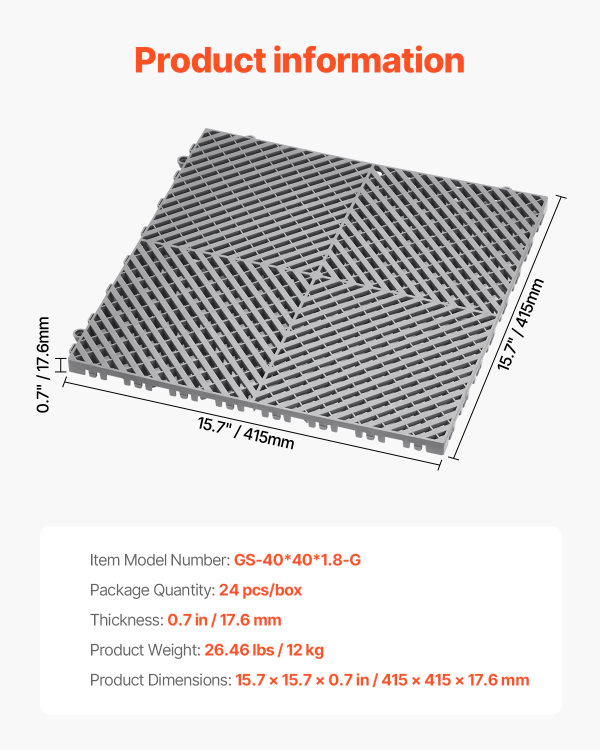 HONGGE Interlocking Drainage Mat Modular Interlocking Cushion Splicing Drainage Mats Non-Slip PP Drainage Floor Tile