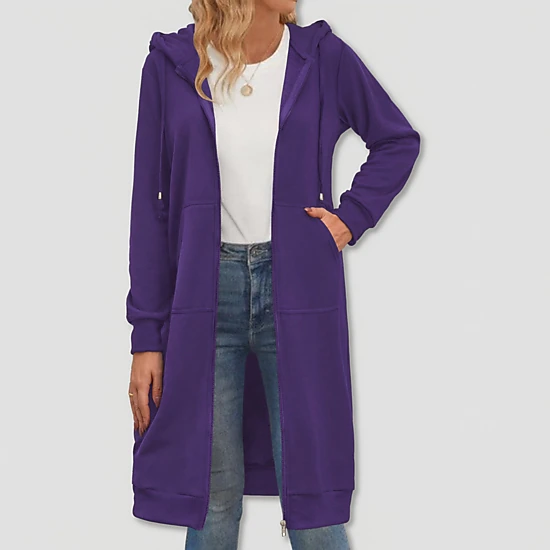 Zeagoo Women's Oversized Fleece Zip Up Hooded Long Tunic Sweatshirt