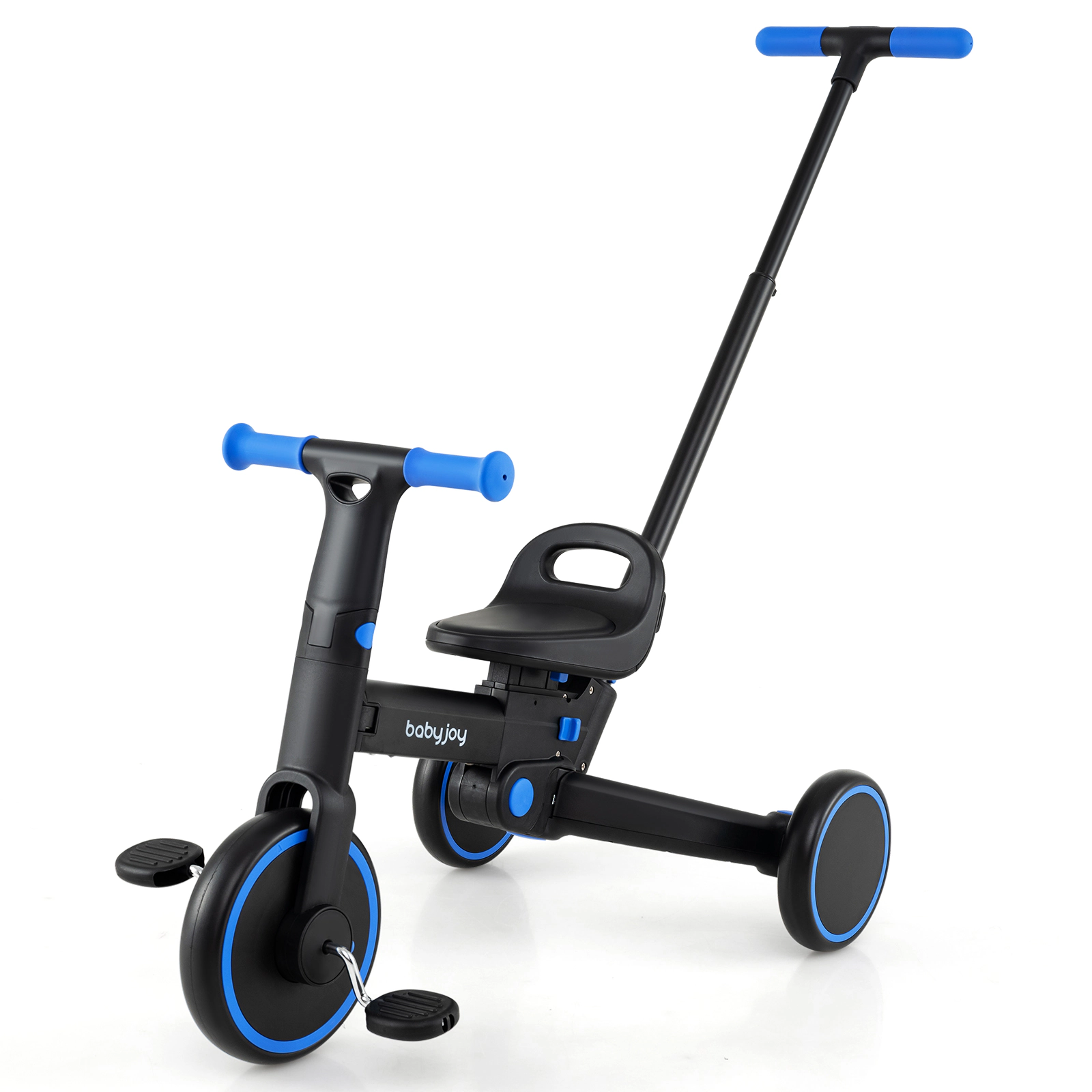 LJG 4-in-1 Foldable Toddler Tricycle with Push Handle Adjustable Seat