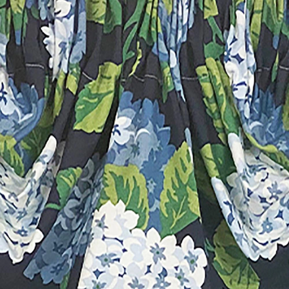 RLF Home Hydrangea Empire Valance Navy 2-Scoop. 54"W X 25"L For windows up to 48"W