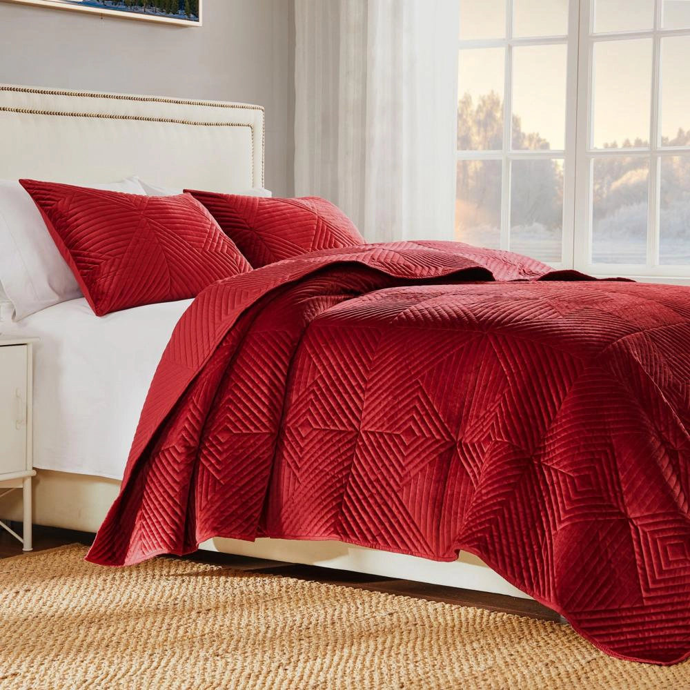 Greenland Home Fashion Riviera Velvet Quilt Set 3 Piece s Quilt Set Including Pillow Sham