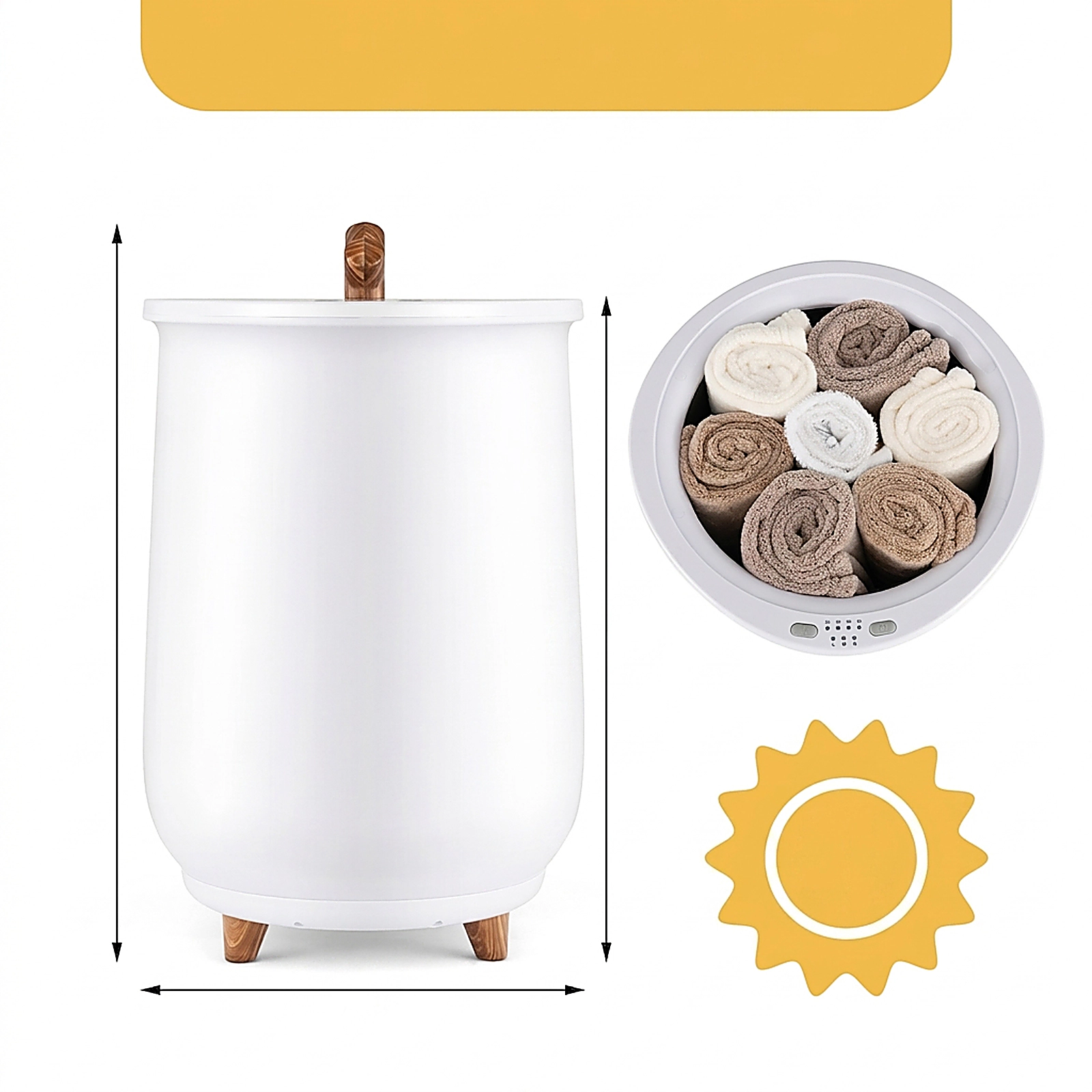 SUGIFT Large 23L Bucket-Style Towel Warmer with Heating Modes and Fragrant Disc Holder 13.5 x 21 in Plastic Body White