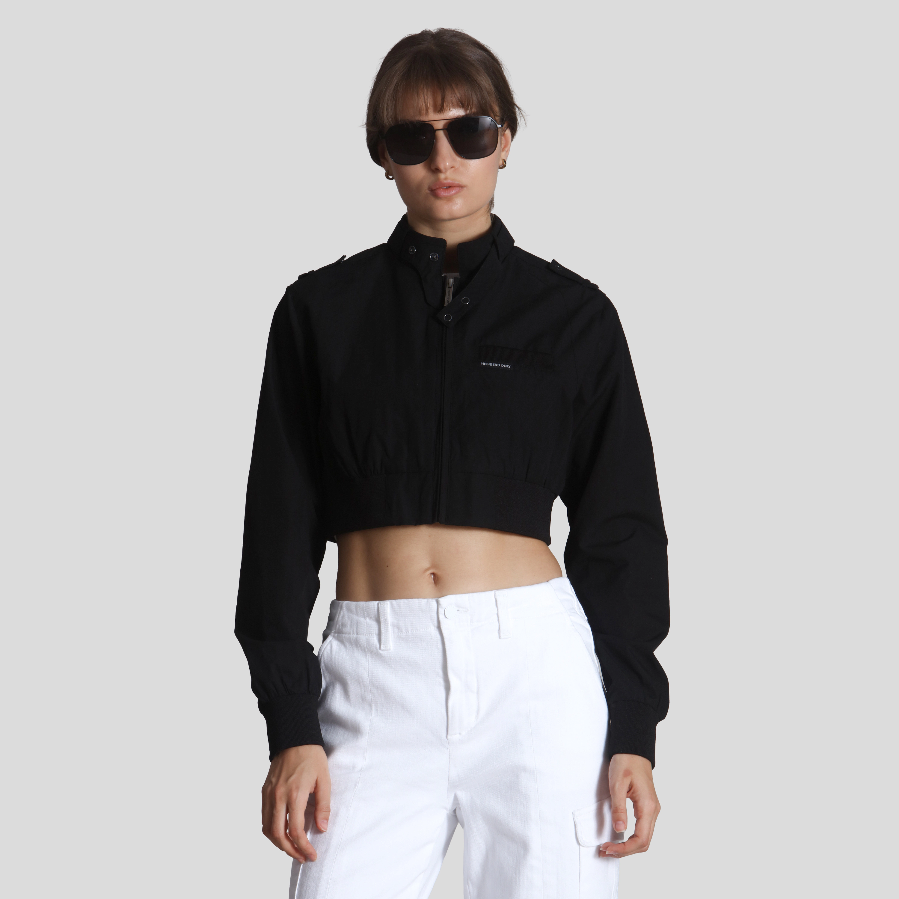 Members Only Women's Mini Cropped Racer Jacket