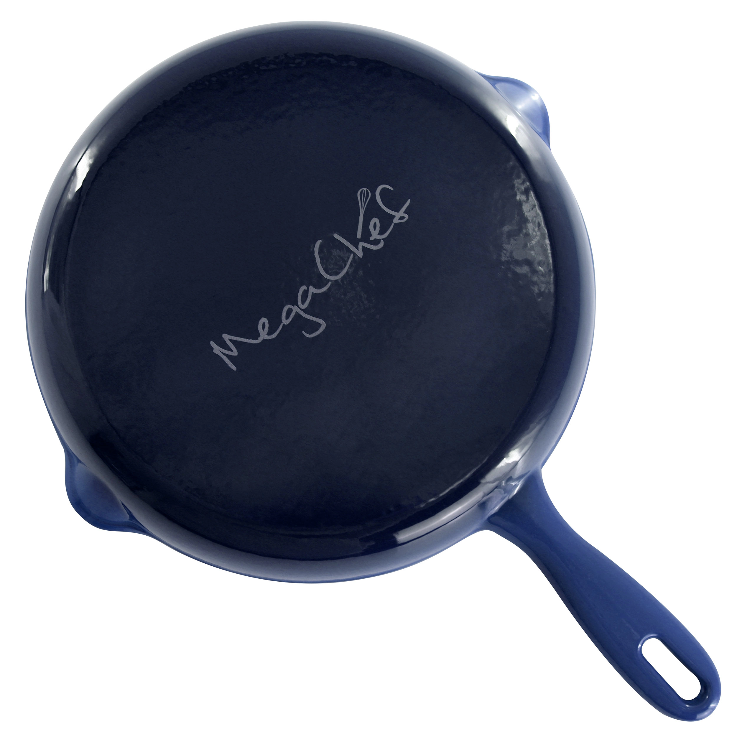 MegaChef Round 10.25 Inch Enameled Cast Iron Skillet Gradient Dark Blue