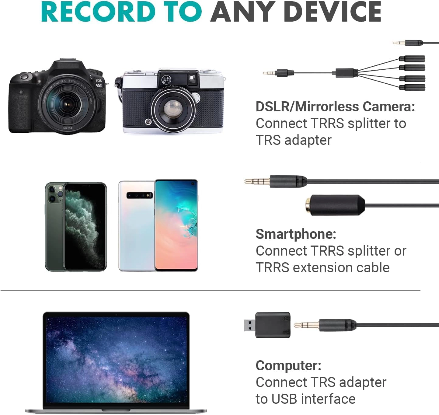Movo VersaLav-V2 Lavalier Microphone Set for Smartphones, Computer, DSLR or Mirrorless Camera with Two Lapel