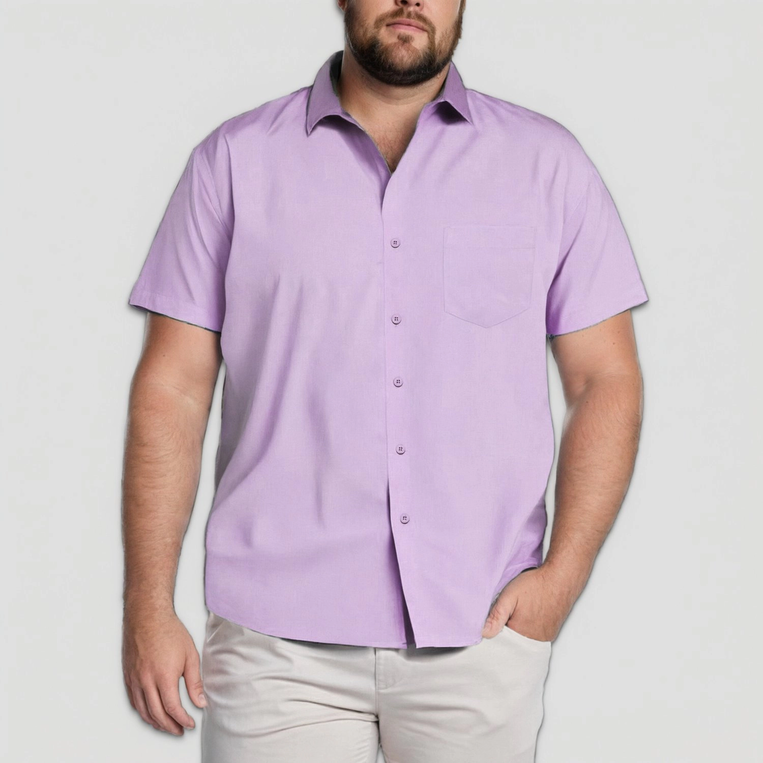 COOFANDY Mens Solid Short Sleeve Button Down Shirts Lapel Collar Pocket Casual Tops