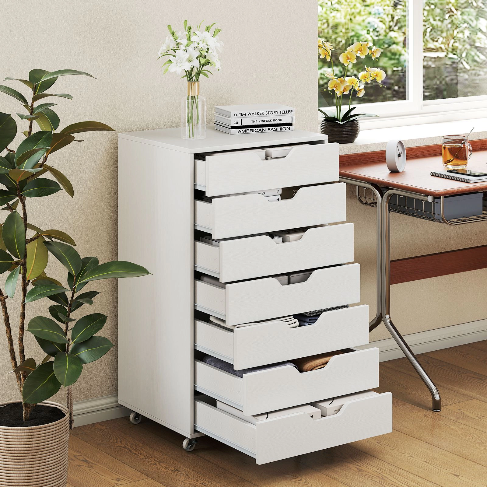 SlickBlue Tall Chest of Drawers with Wheels for Home & Office Organization