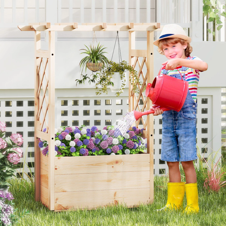 Hivvago Raised Garden Bed Wooden Elevated Planter Box with Hanging Roof - Small