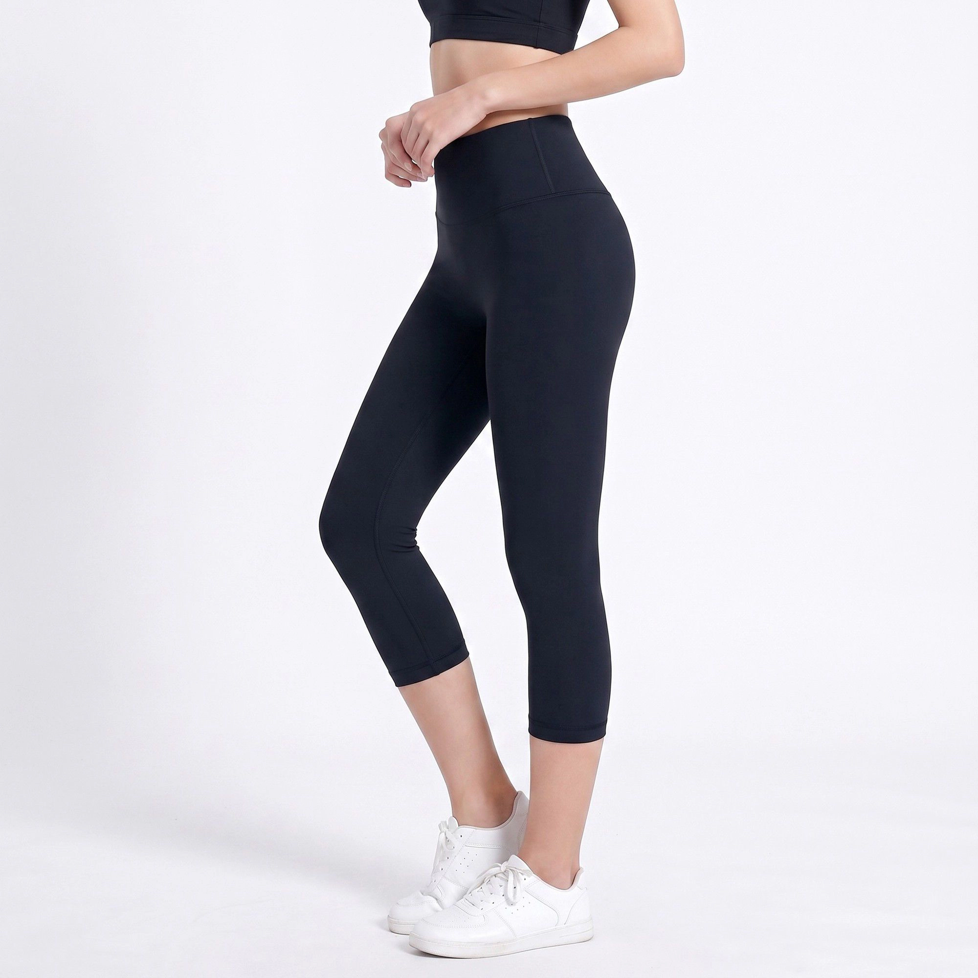 Anna-Kaci Women's High-Waist Capri Leggings with Wide Waistband Smooth Stretch Workout Yoga Pants