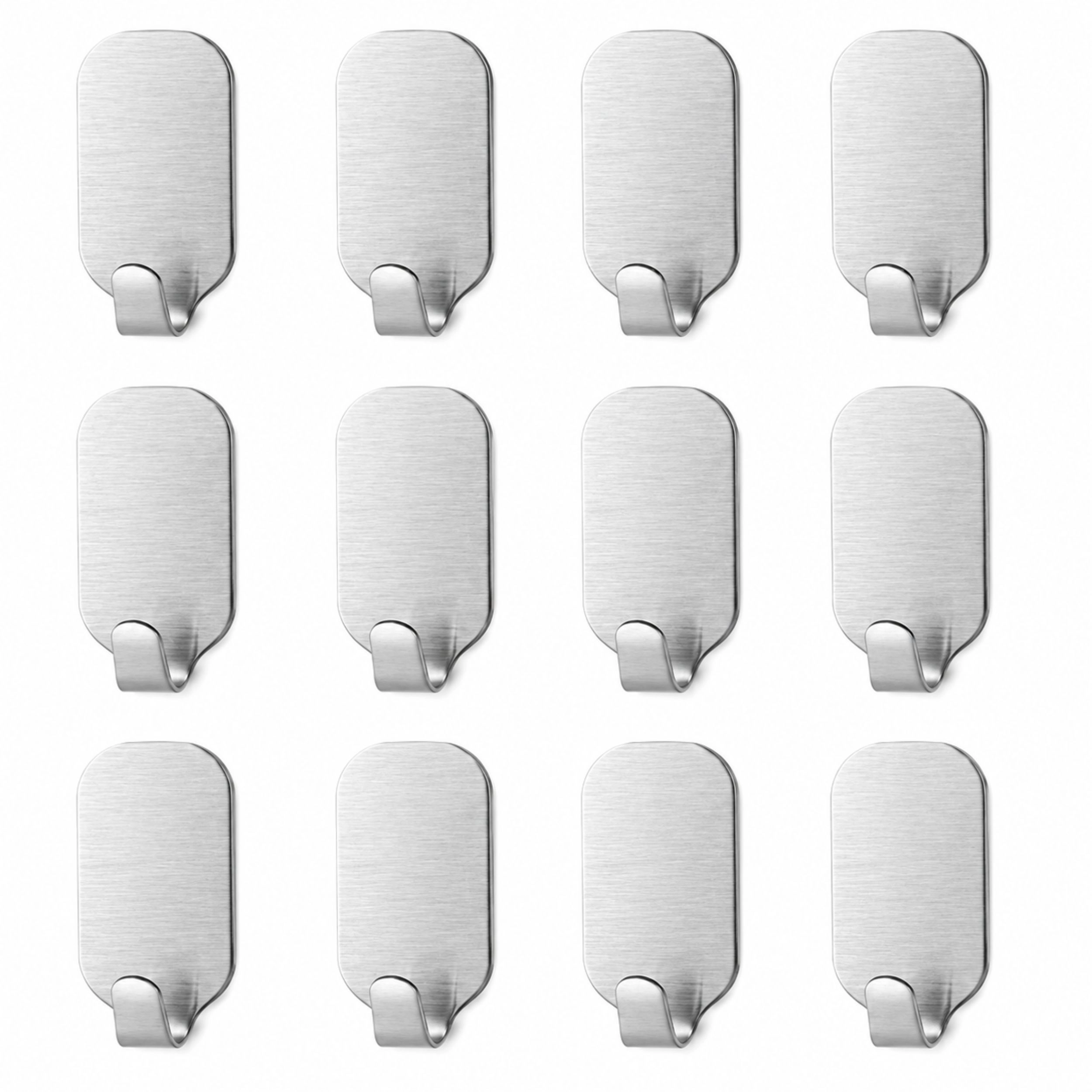 Home Collection Pack of 12 Self Adhesive Stainless Steel Wall Hooks Heavy Duty