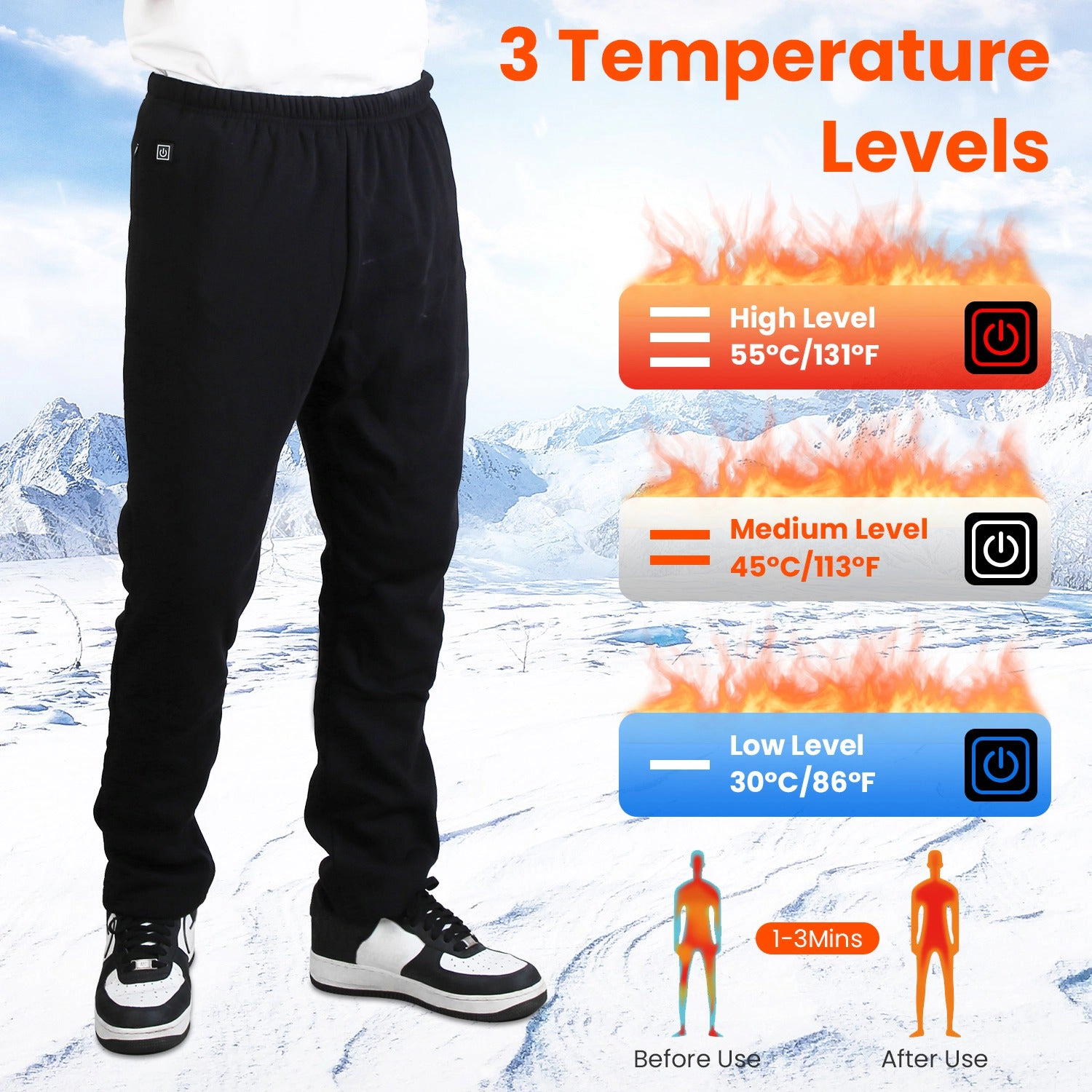 GBruno USB Heated Pants With 12 Heating Zones