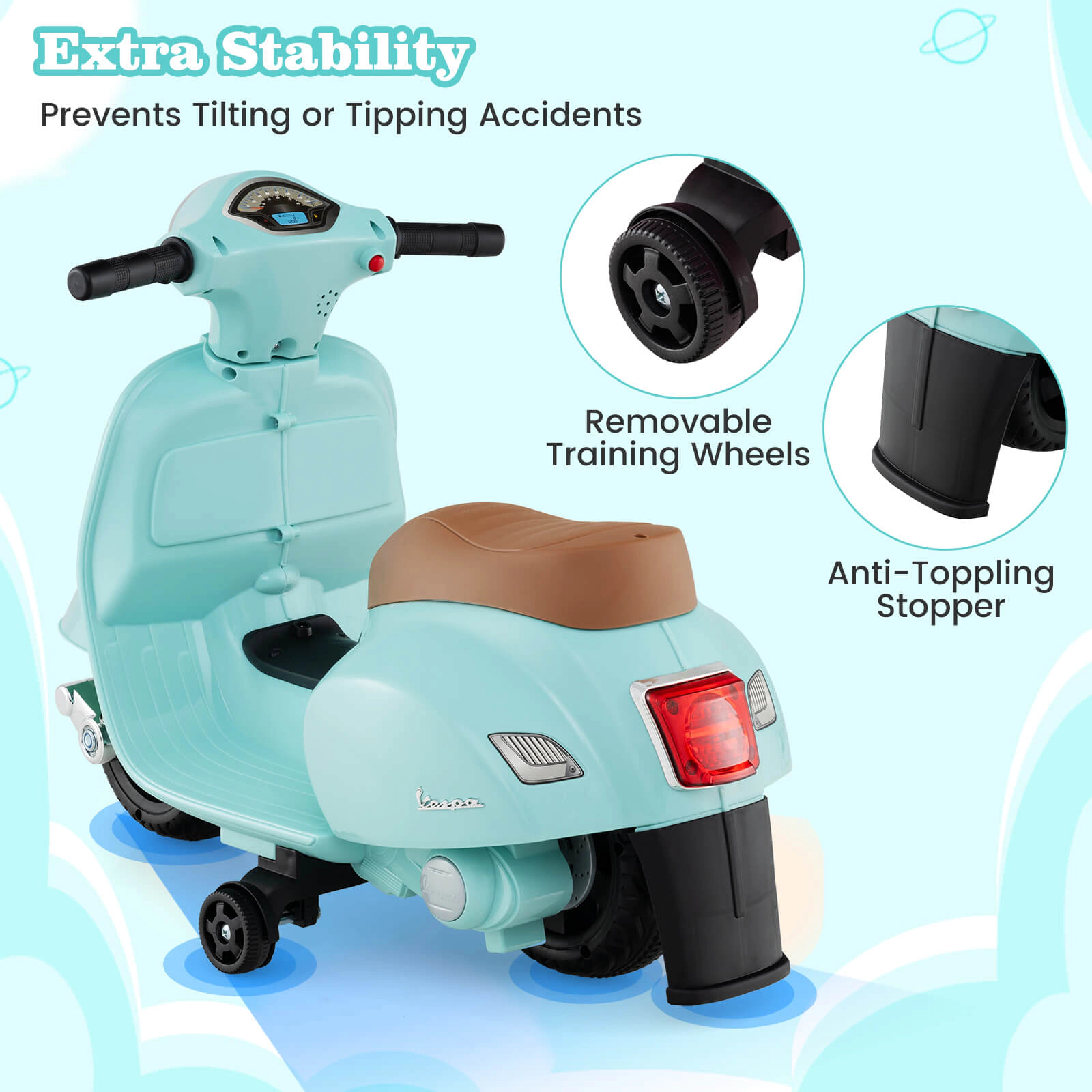 Costway Kids Ride on Motorcycle with Training Wheels Headlight Horn 6V Battery