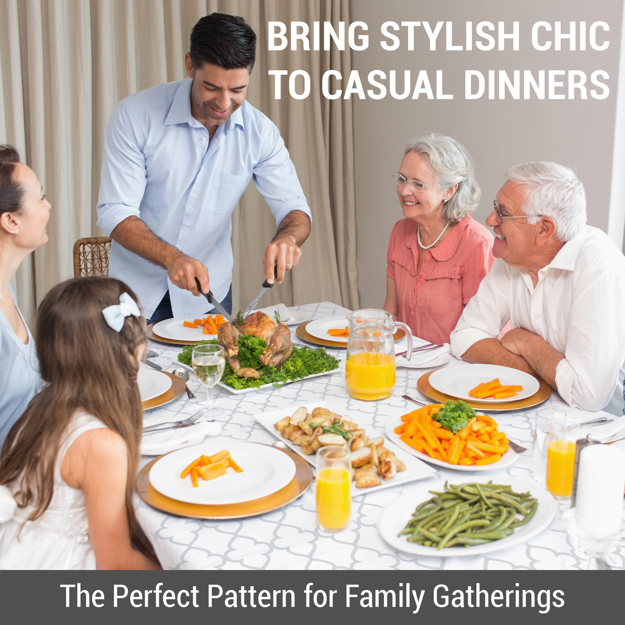 HLC.ME Modena Geometric Lattice Jacquard Fabric Water Resistant Tablecloth