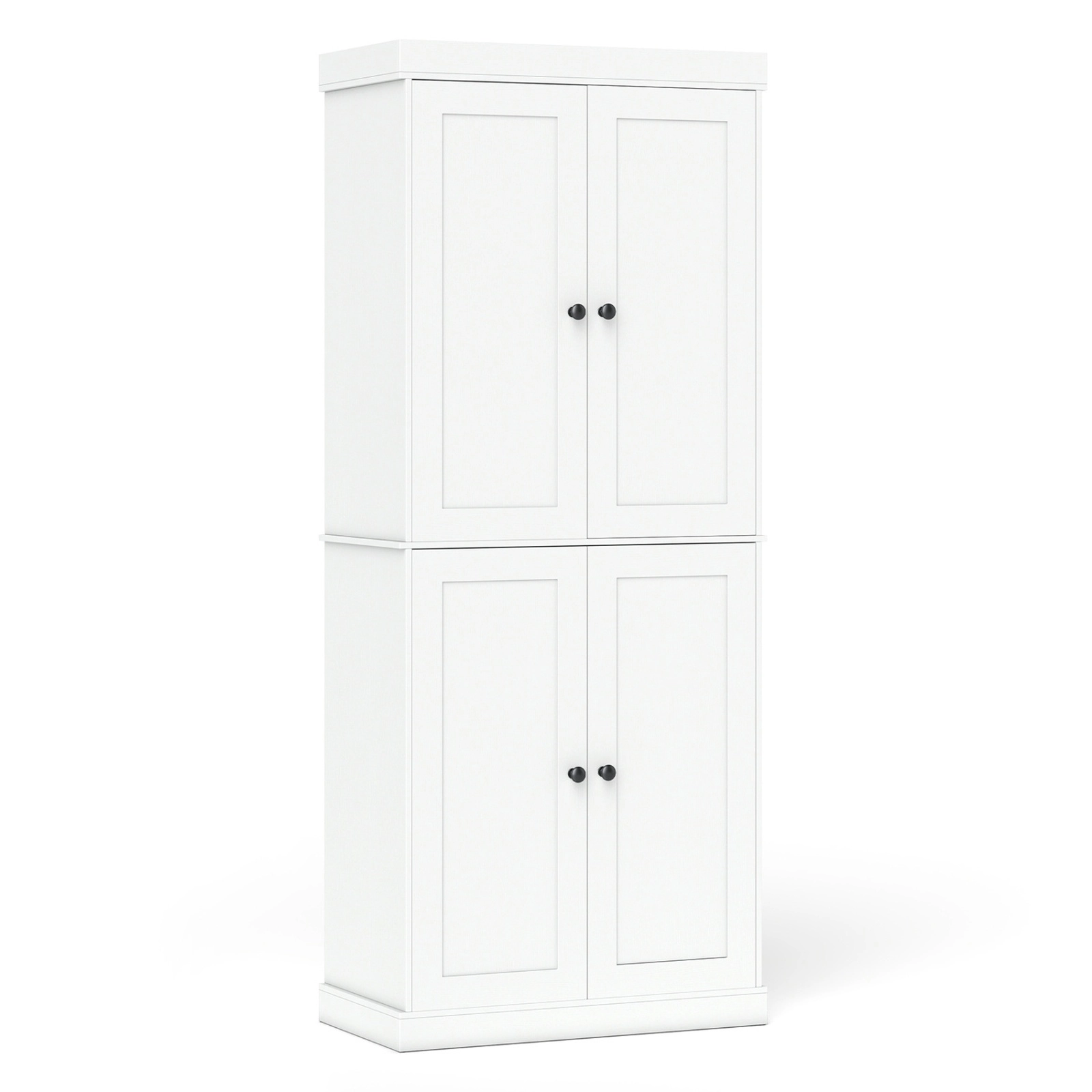 SUGIFT Kitchen Pantry Cabinet White with 2 Adjustable Shelves and Anti-Tipping Kit