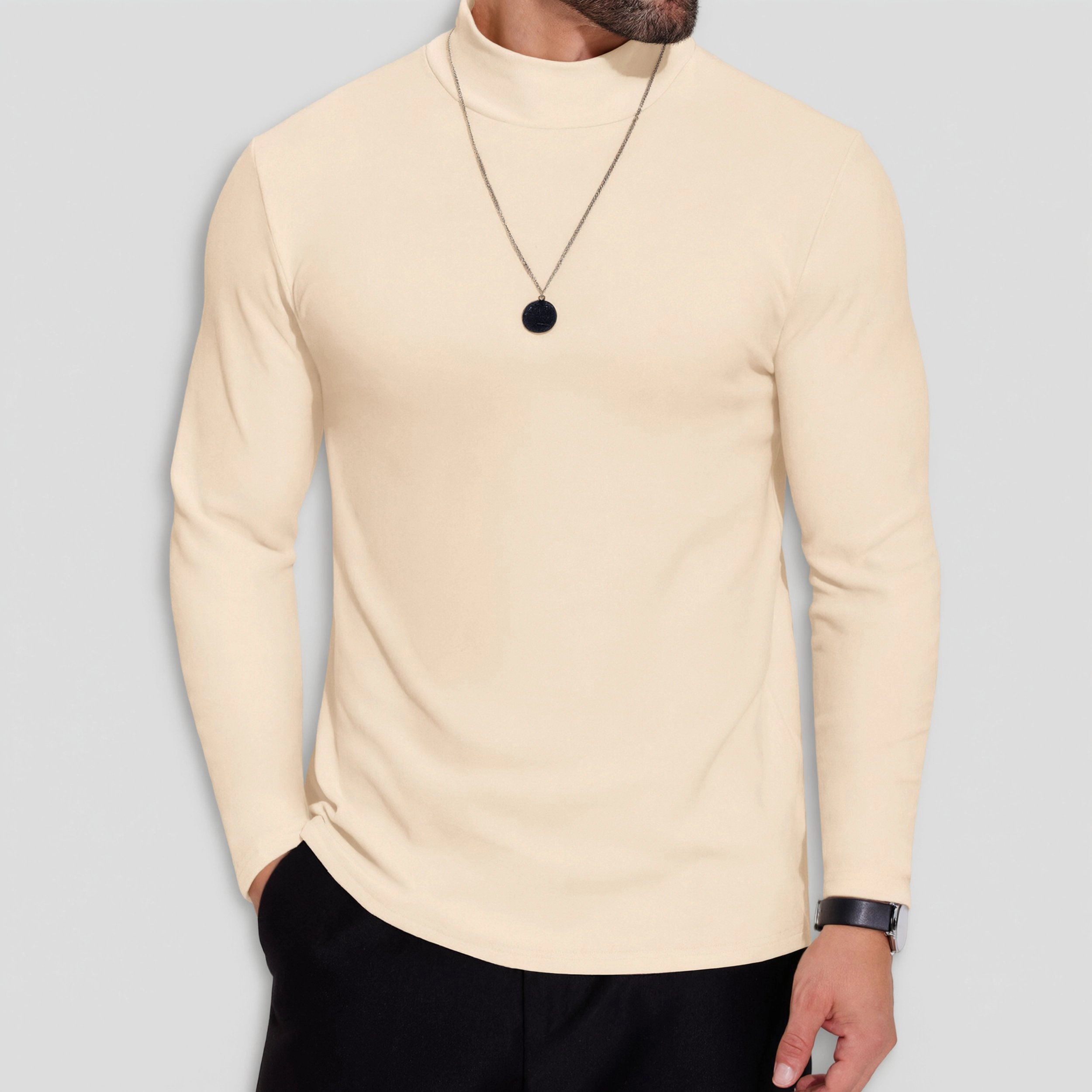 COOFANDY Men's Slim Fit Long Sleeve Mock Neck Top